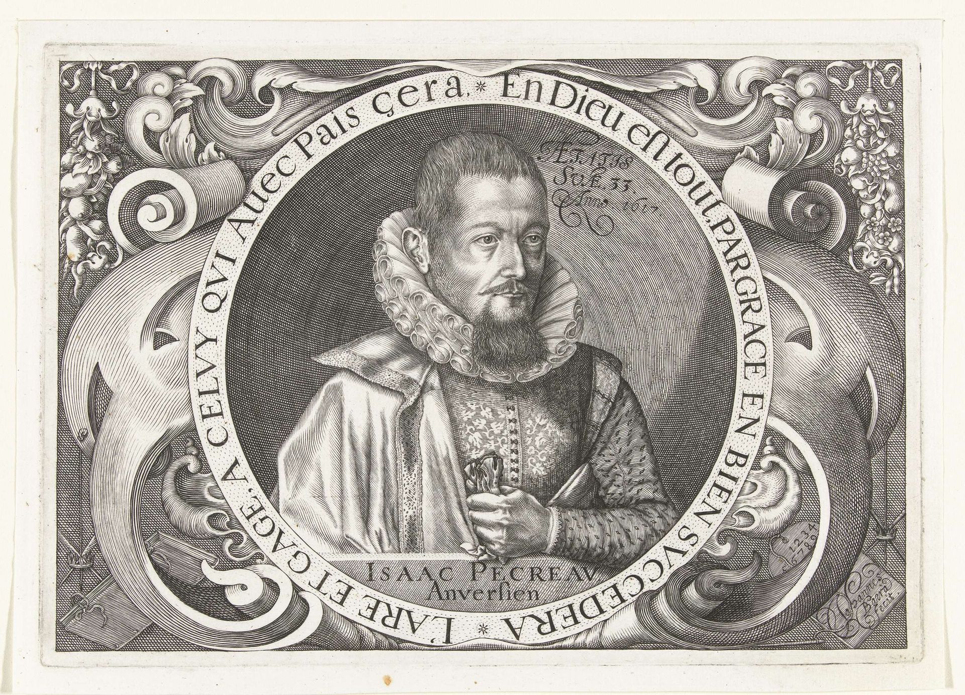 Portret van Isaac Pecreau by Johan Barra