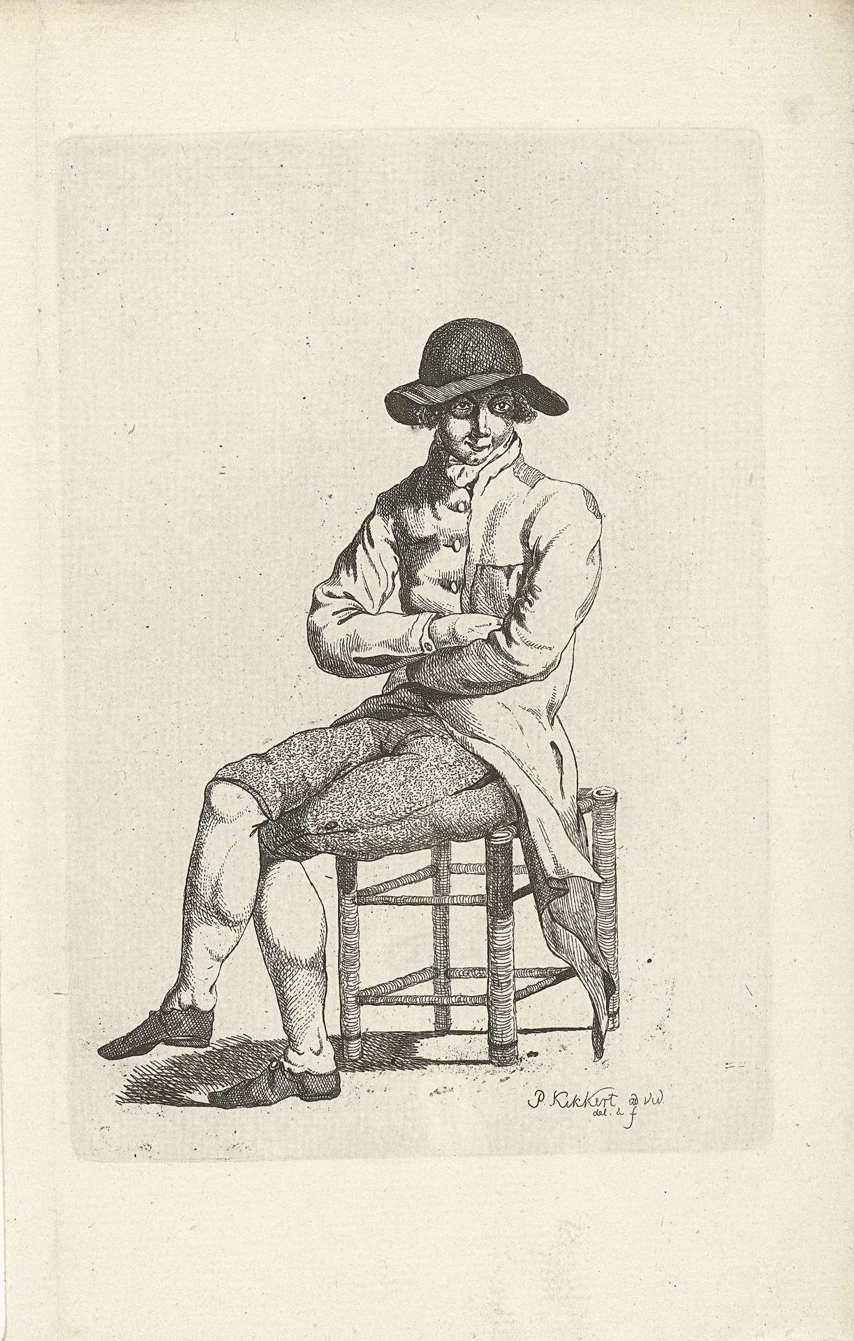 Man op een kruk by Pieter Kikkert