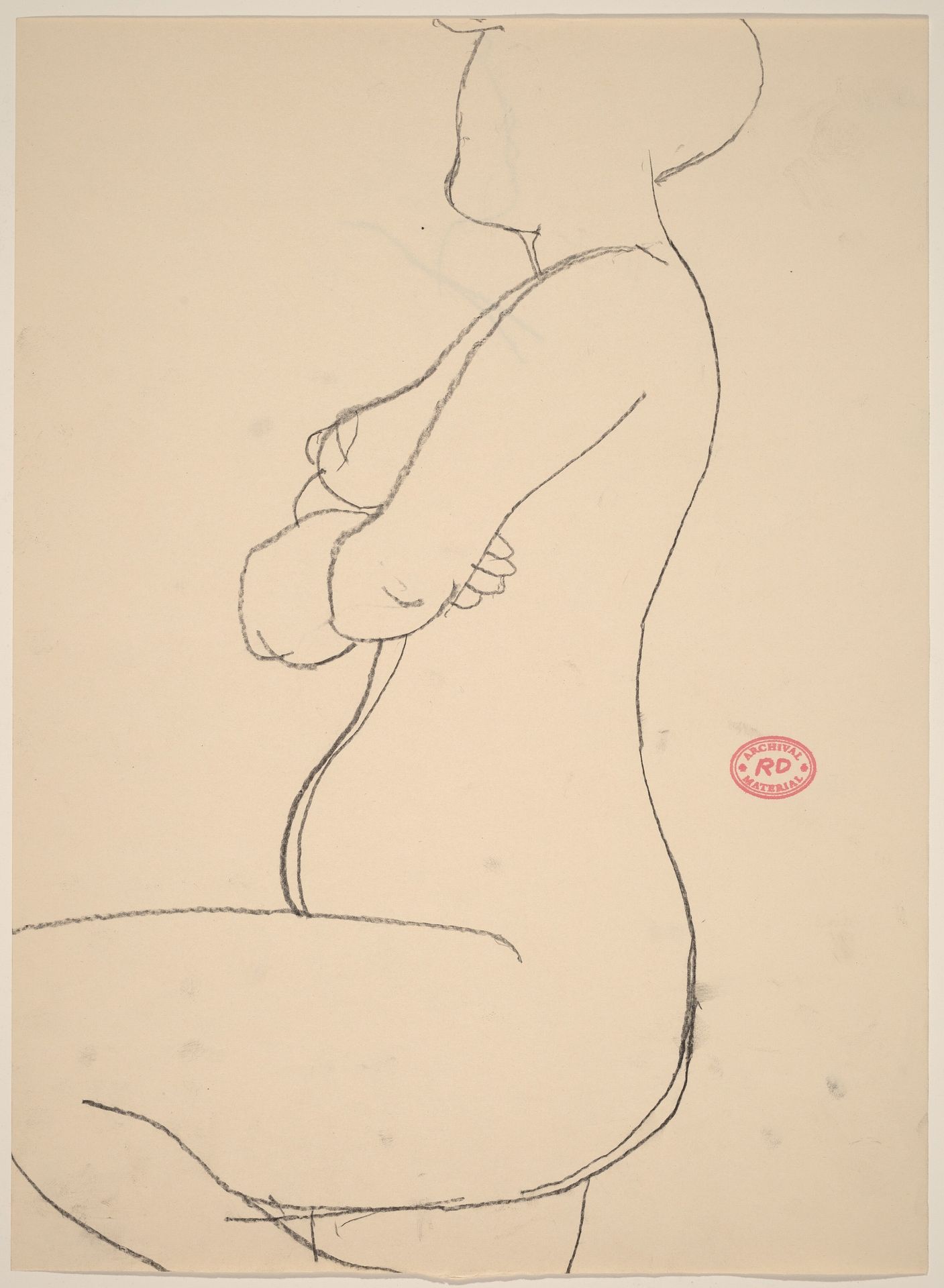 Untitled [side view of a kneeling nude crossing her arms] [recto] by Richard Diebenkorn