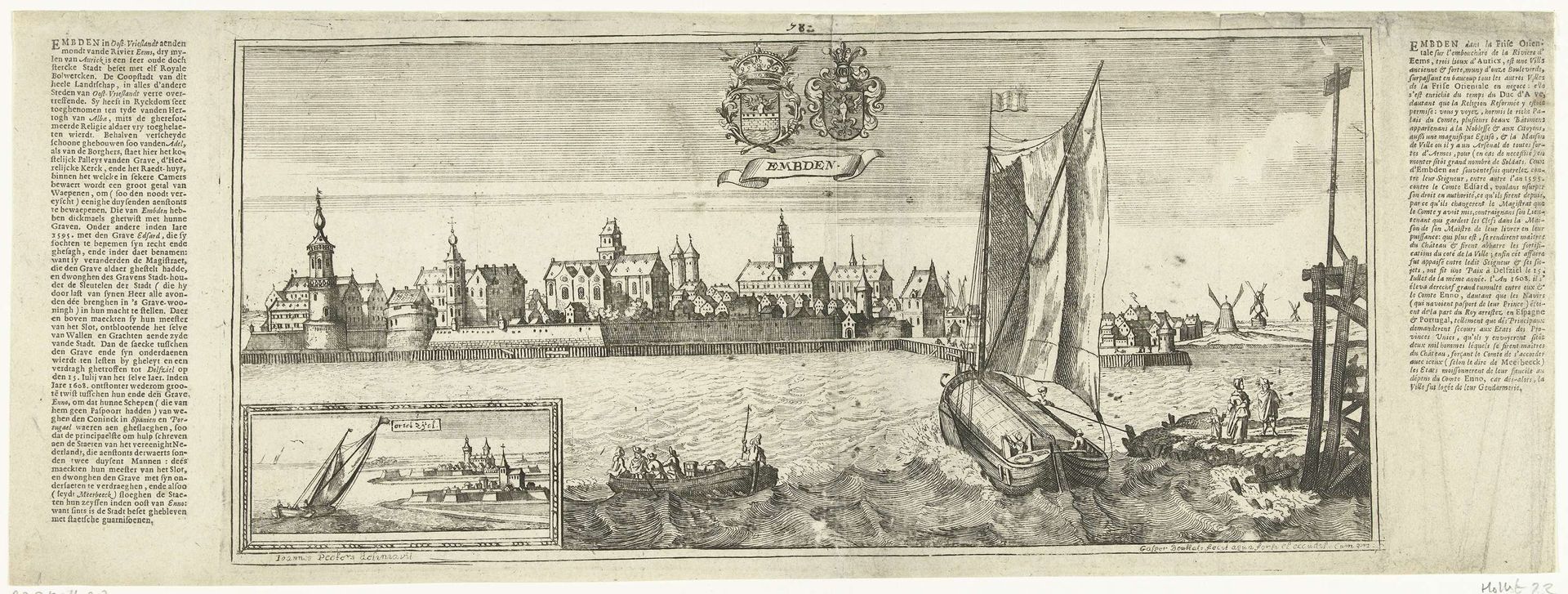 Gezicht op Emden by Gaspar Bouttats