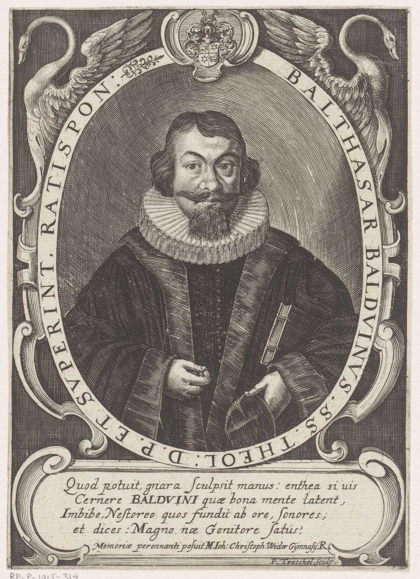 Portret van Balthasar Balduin by Peter Troschel