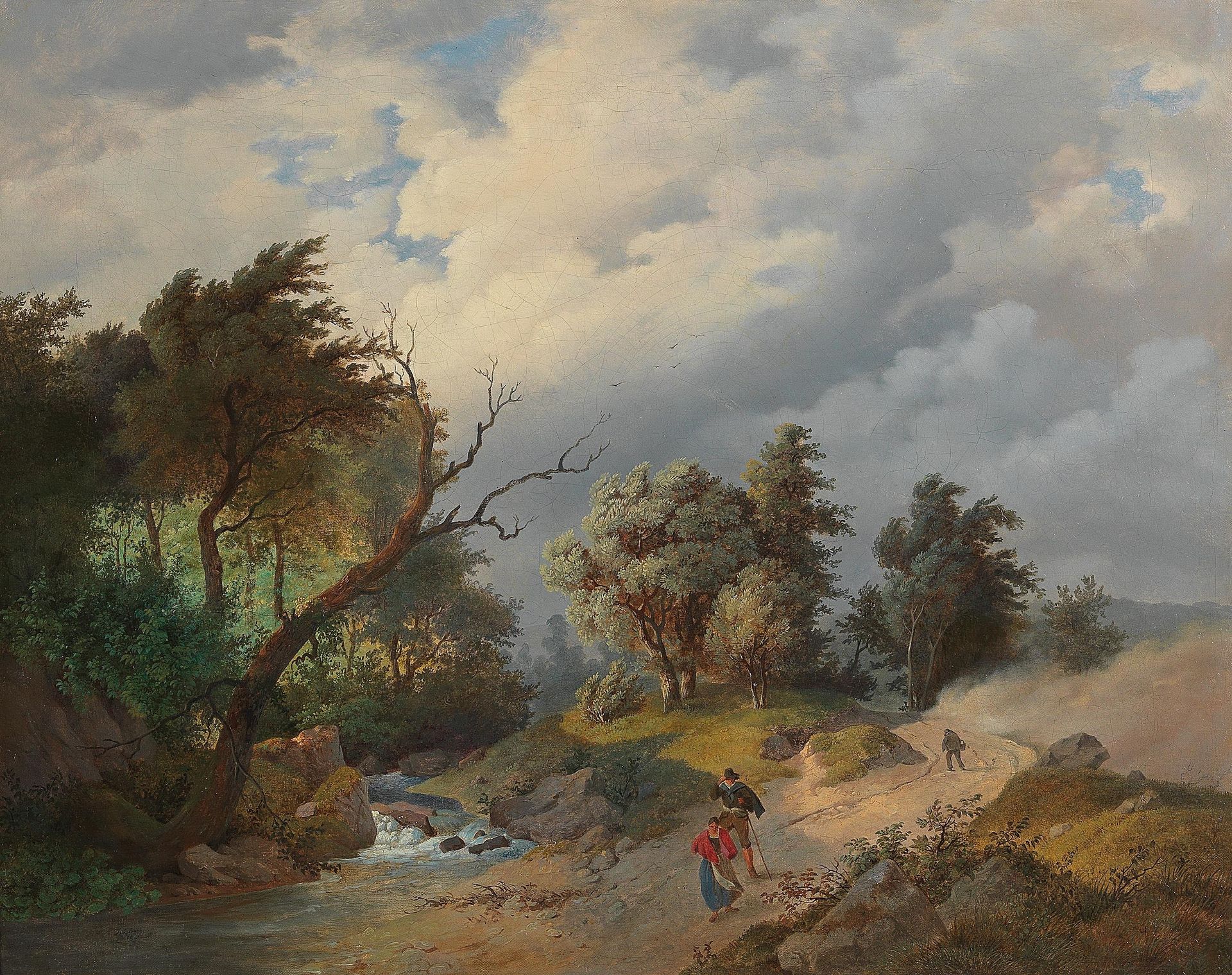 Landscape with approaching storm by Josef Kriehuber