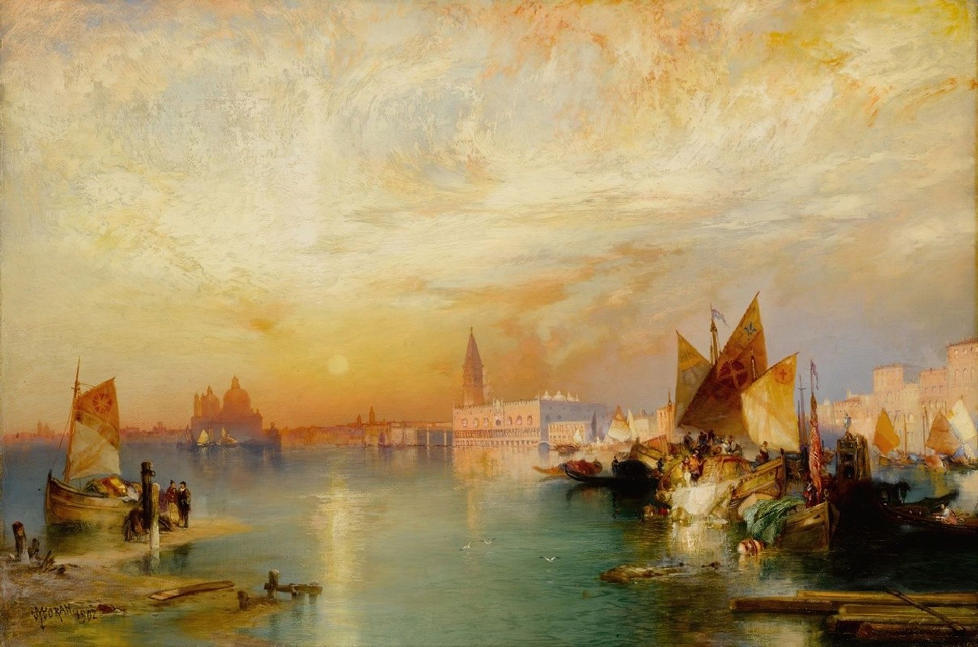 Sunset Santa Maria and the Ducal Palace, Venice by Thomas Moran