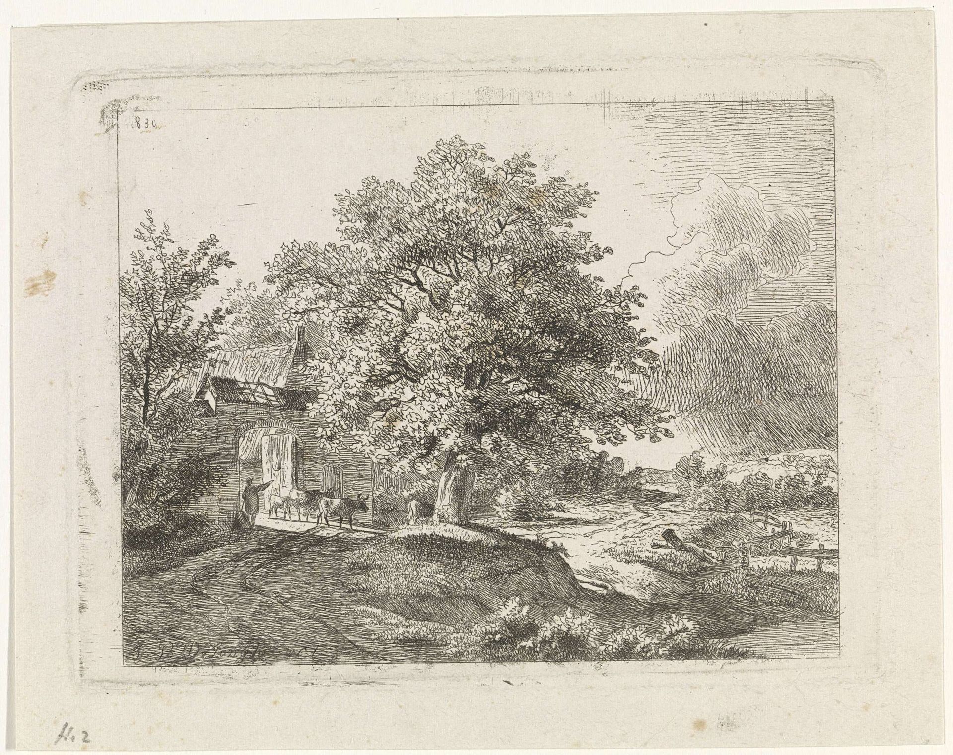 Landschap met herder en vee by Jan Baptiste de Jonghe