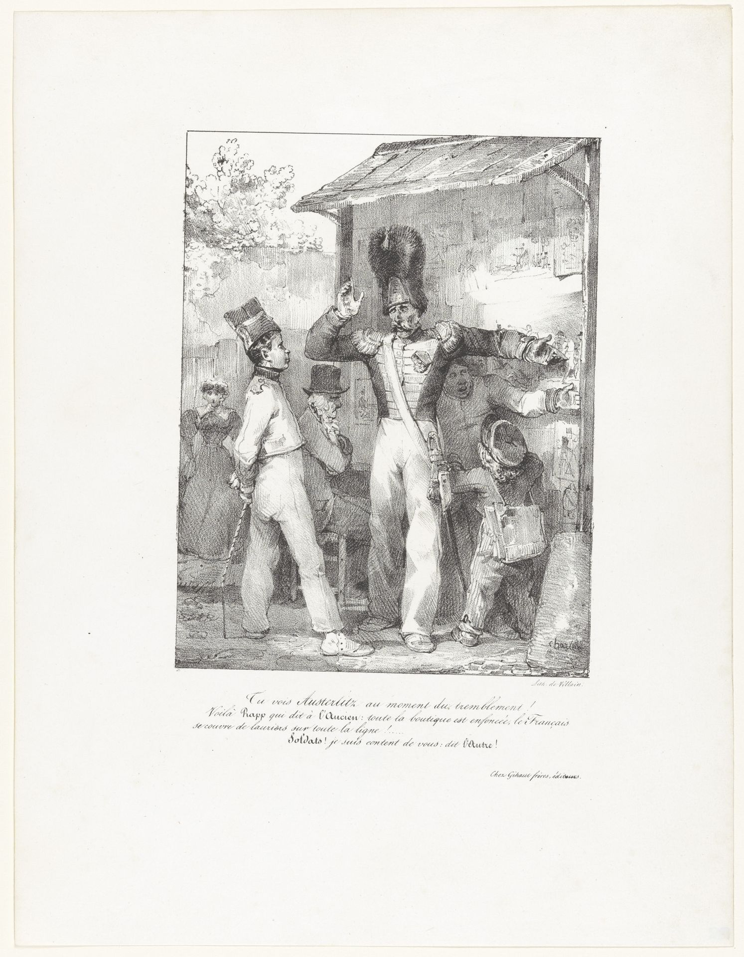 Soldaten voor een prentenkraam by Nicolas Toussaint Charlet