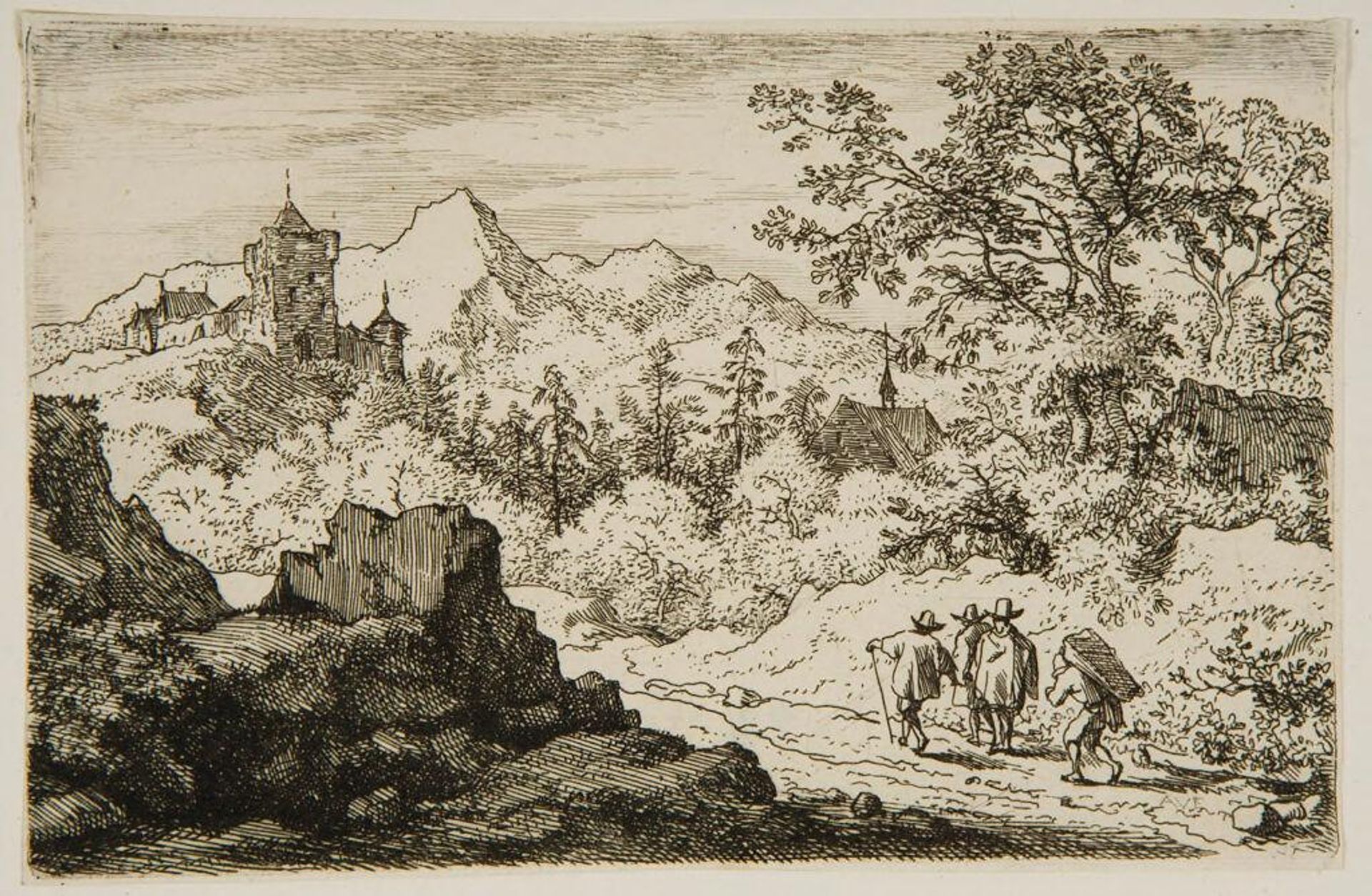 Three Travellers Followed by a Porter by Allart van Everdingen