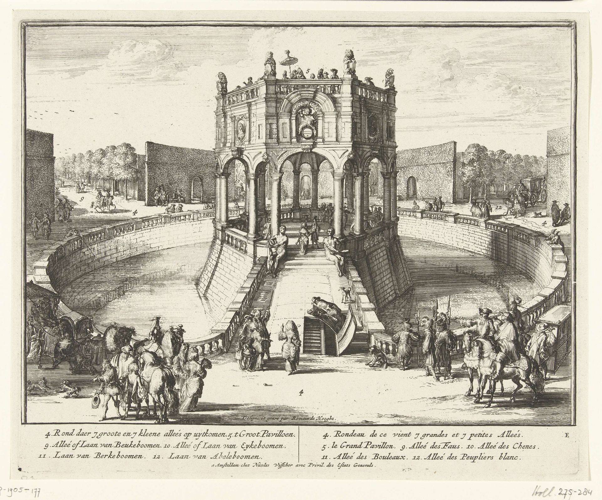 Paviljoen in het park van Enghien by Romeyn de Hooghe