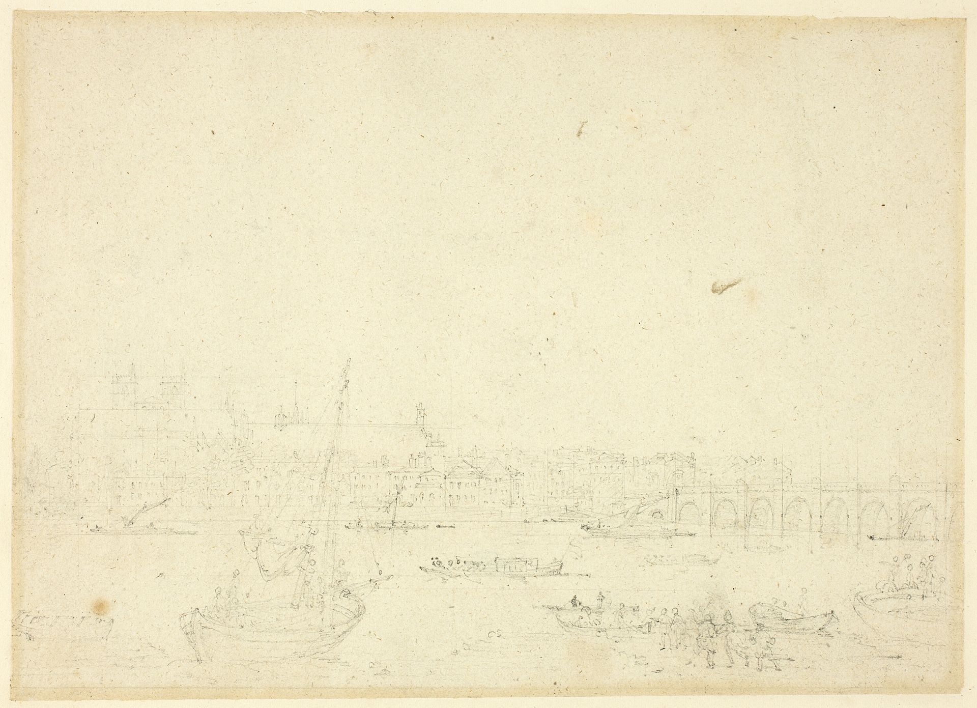 Study for View of Westminster Hall and Bridge, from Microcosm of London by Augustus Charles Pugin