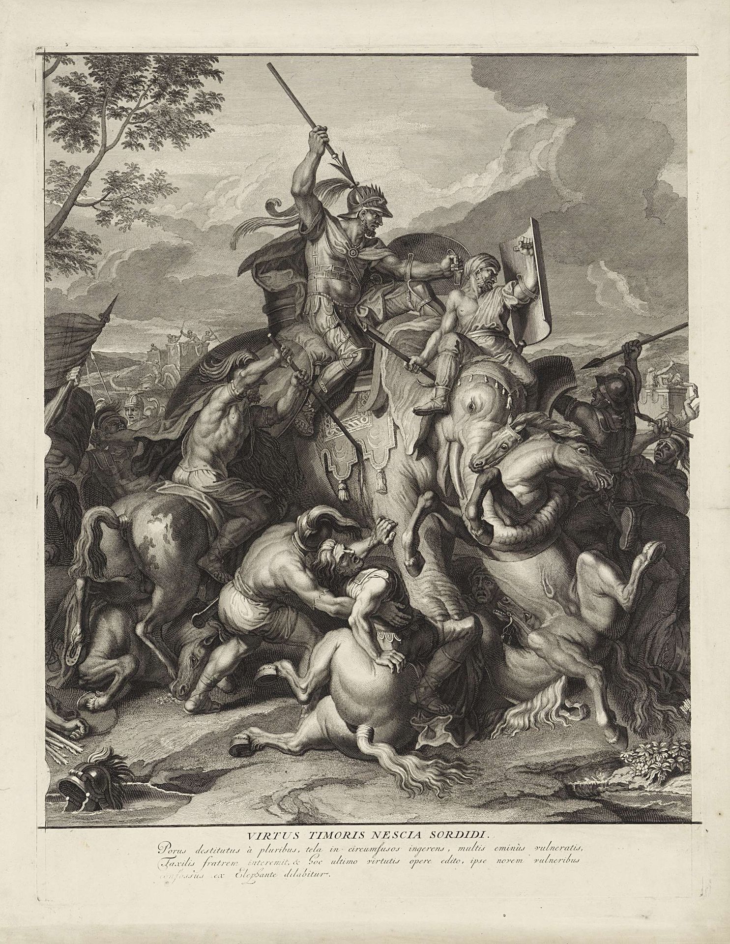 Veldslag van Alexander de Grote en Poros (plaat 2) by Bernard Picart