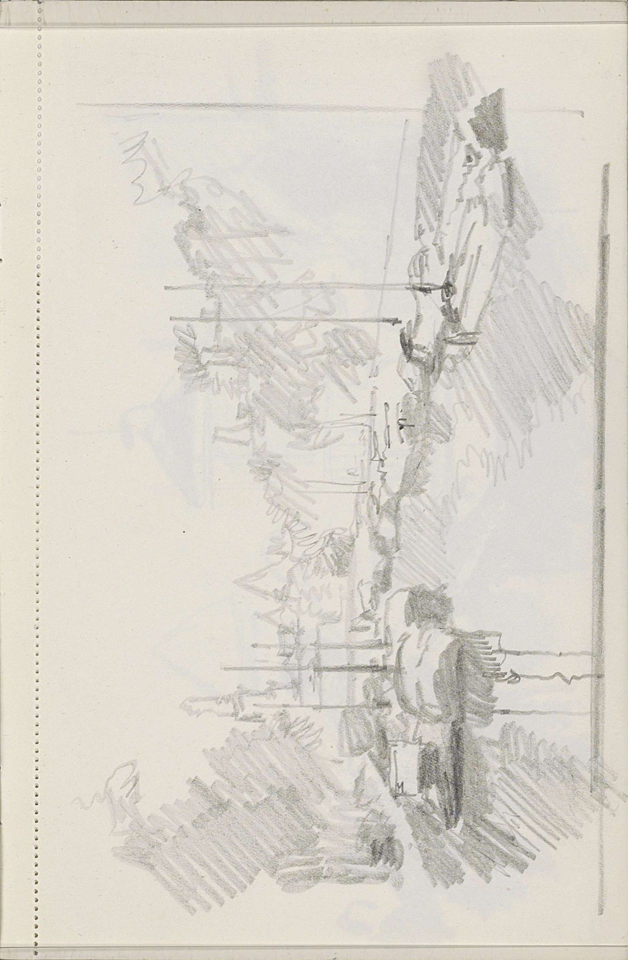 Gracht met aangemeerde zeilschepen by Cornelis Vreedenburgh