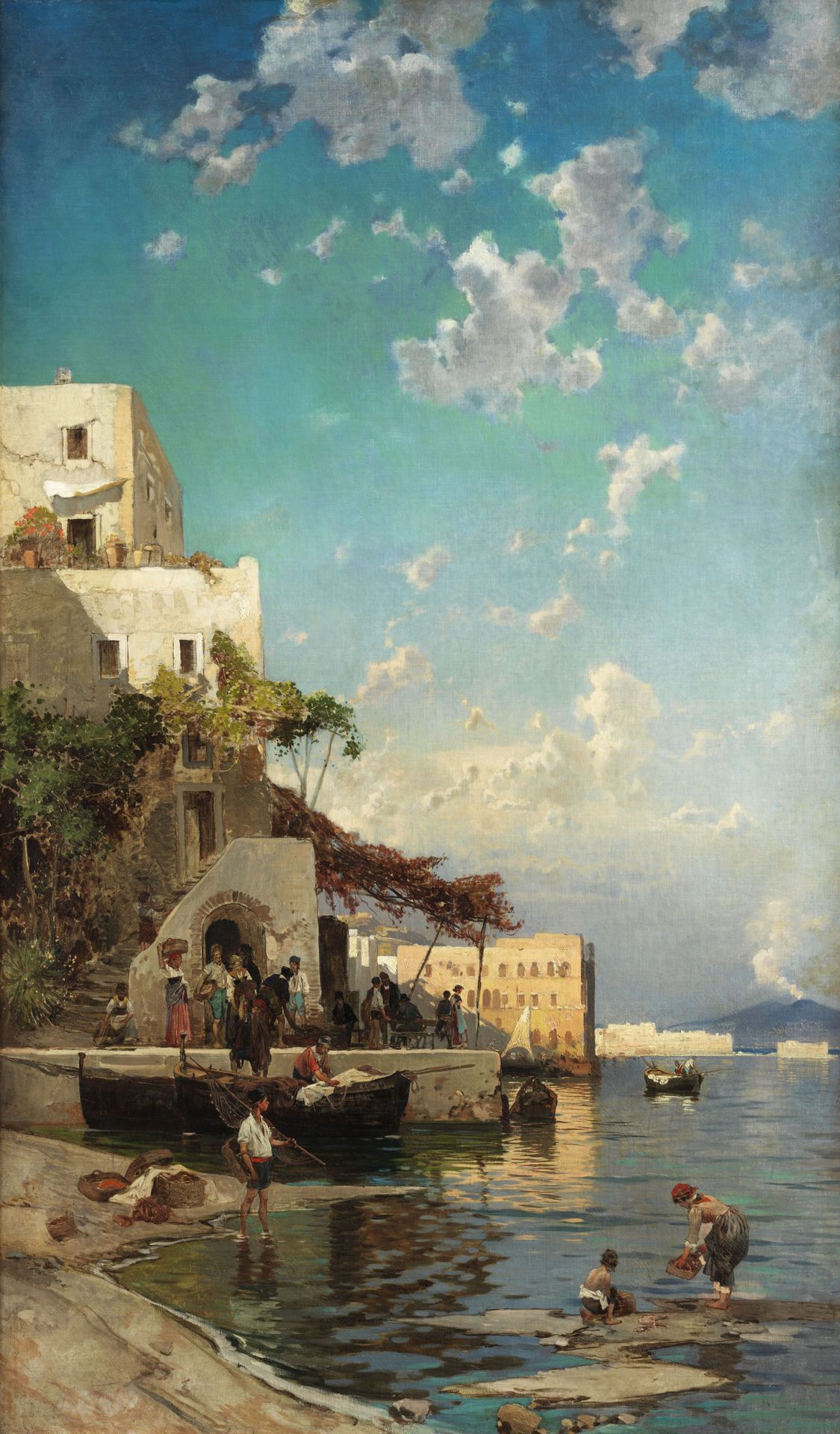 Evening meeting of the fishermen in a tavern of Mergellina near Naples by Hermann David Salomon Corrodi