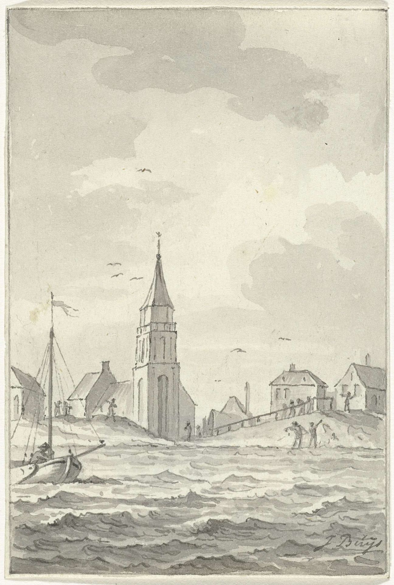 Extreem hoge waterstand bij Scheveningen, december 1790 by Jacobus Buys