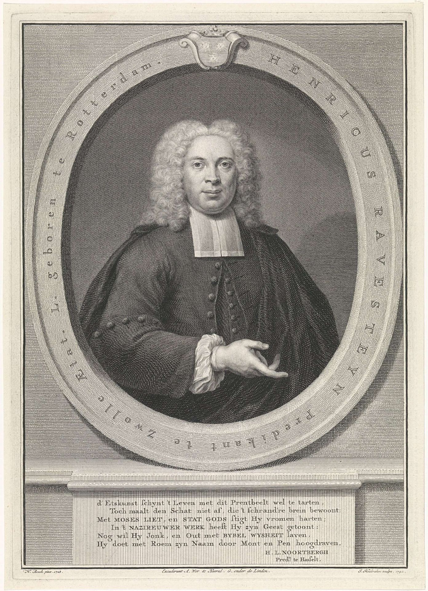 Portret van Hendrik Ravesteijn by Jacob Houbraken
