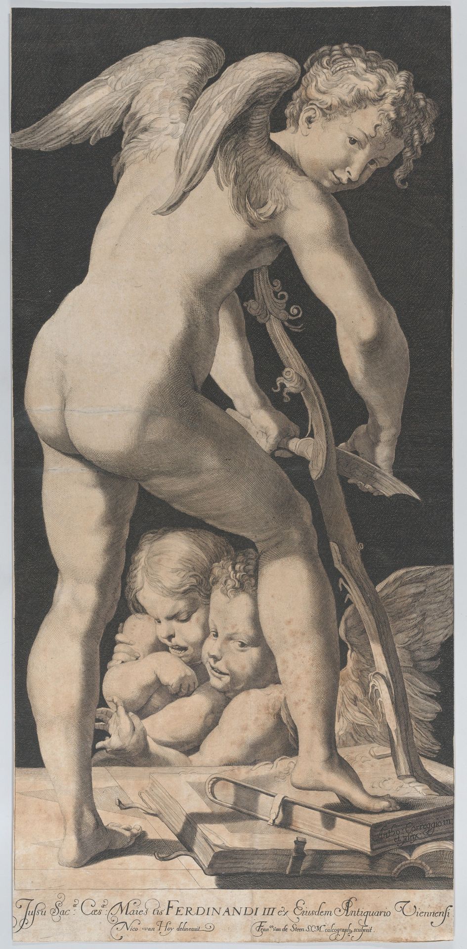 Cupid sharpening his bow by Franciscus Van Den Steen