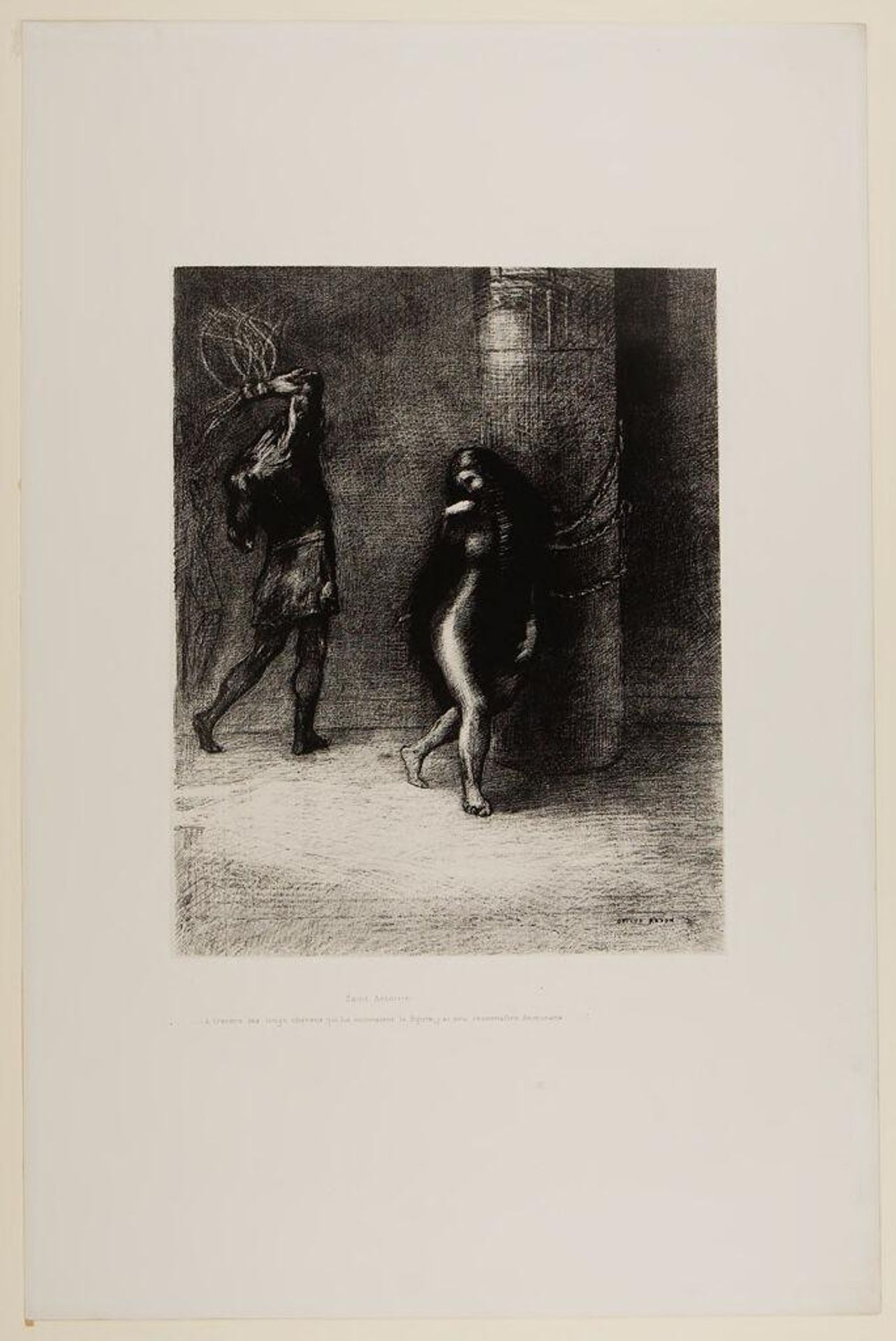 Saint Anthony...Across their long hair... by Odilon Redon