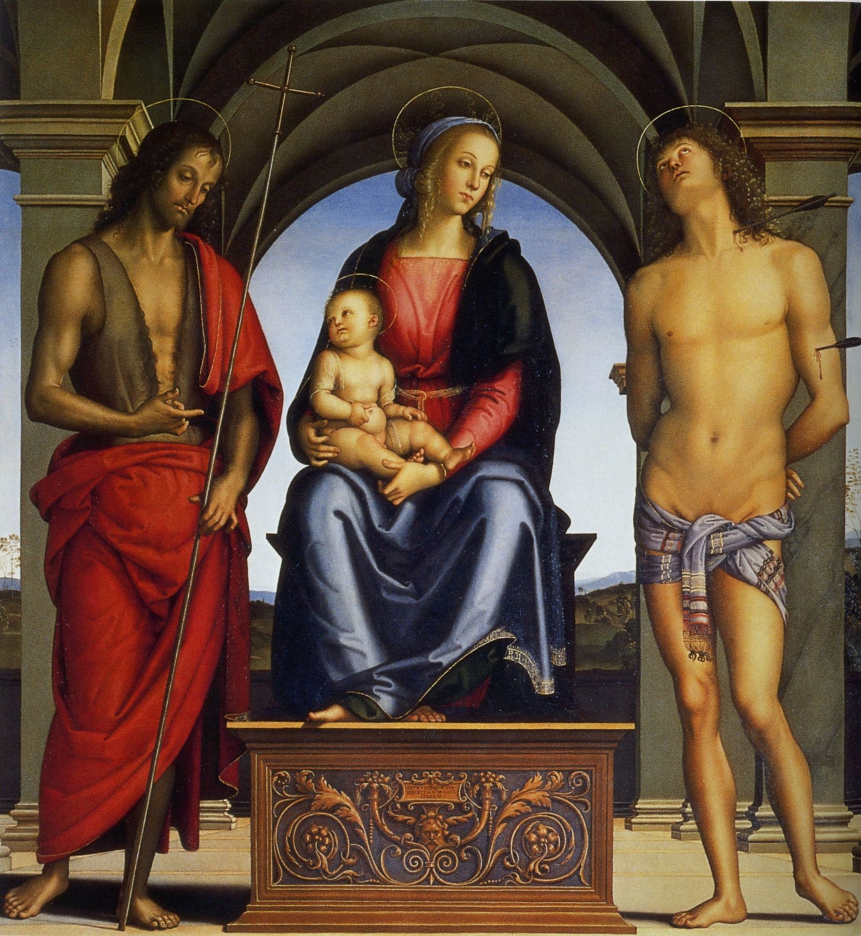 Madonna and Child with St. John the Baptist and St. Sebastian by Pietro Perugino