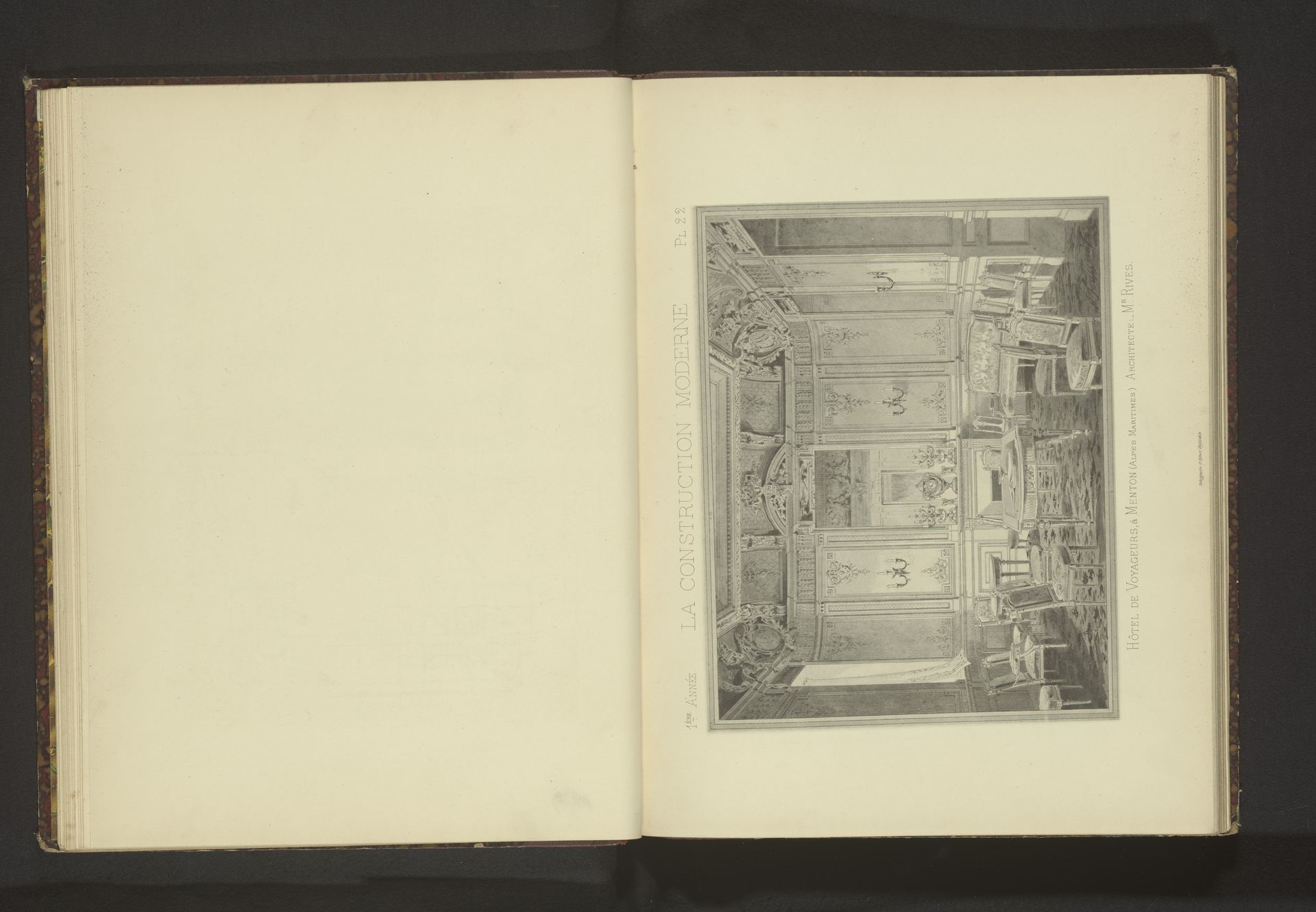 Reproductie van een prent van een zitkamer in een hotel in Menton door H. Toussaint by Paul Dujardin