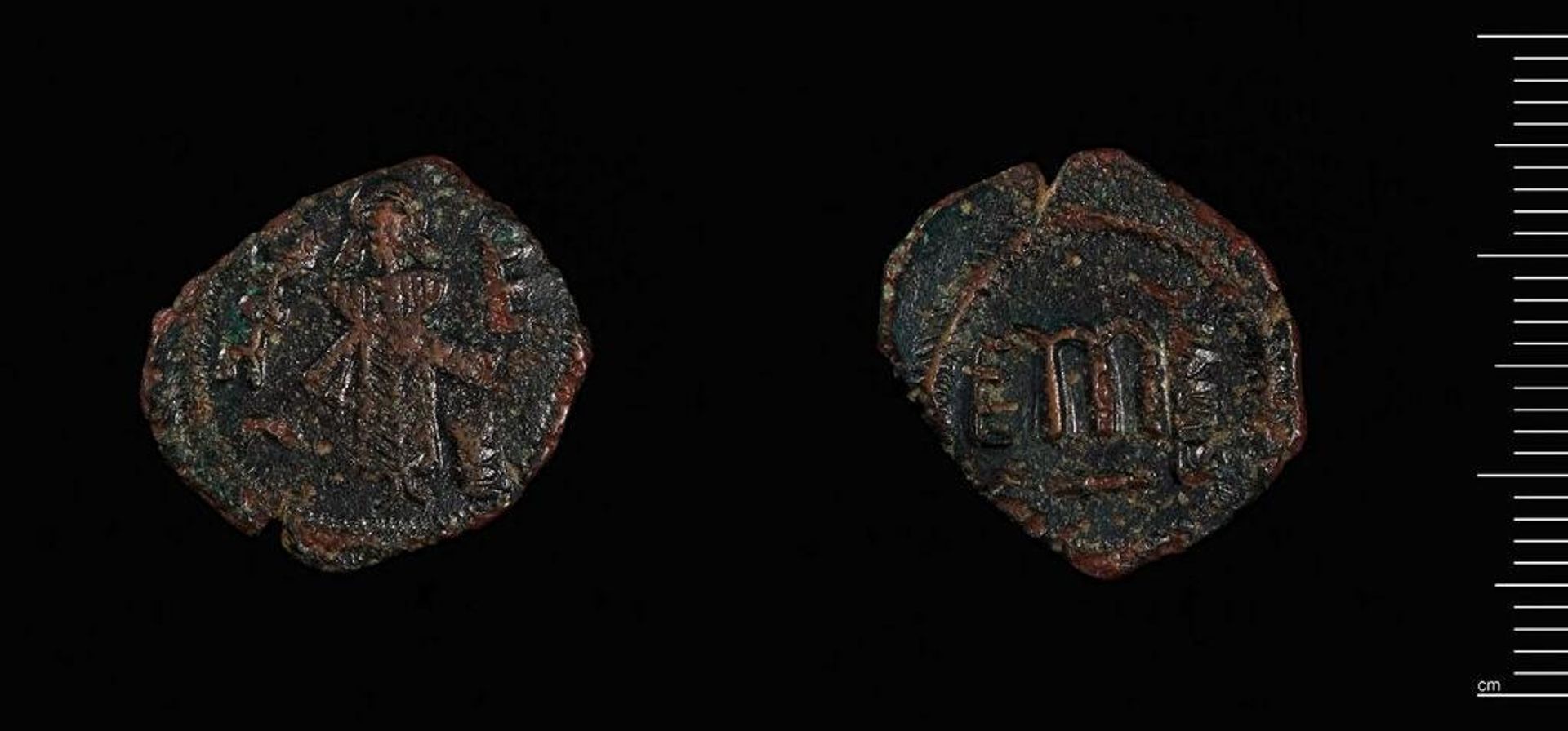 Copper Imitation of Follis of Herakleios, Aelia-Filastin (Jerusalem) by Abd-al-Malik (Umayyads)