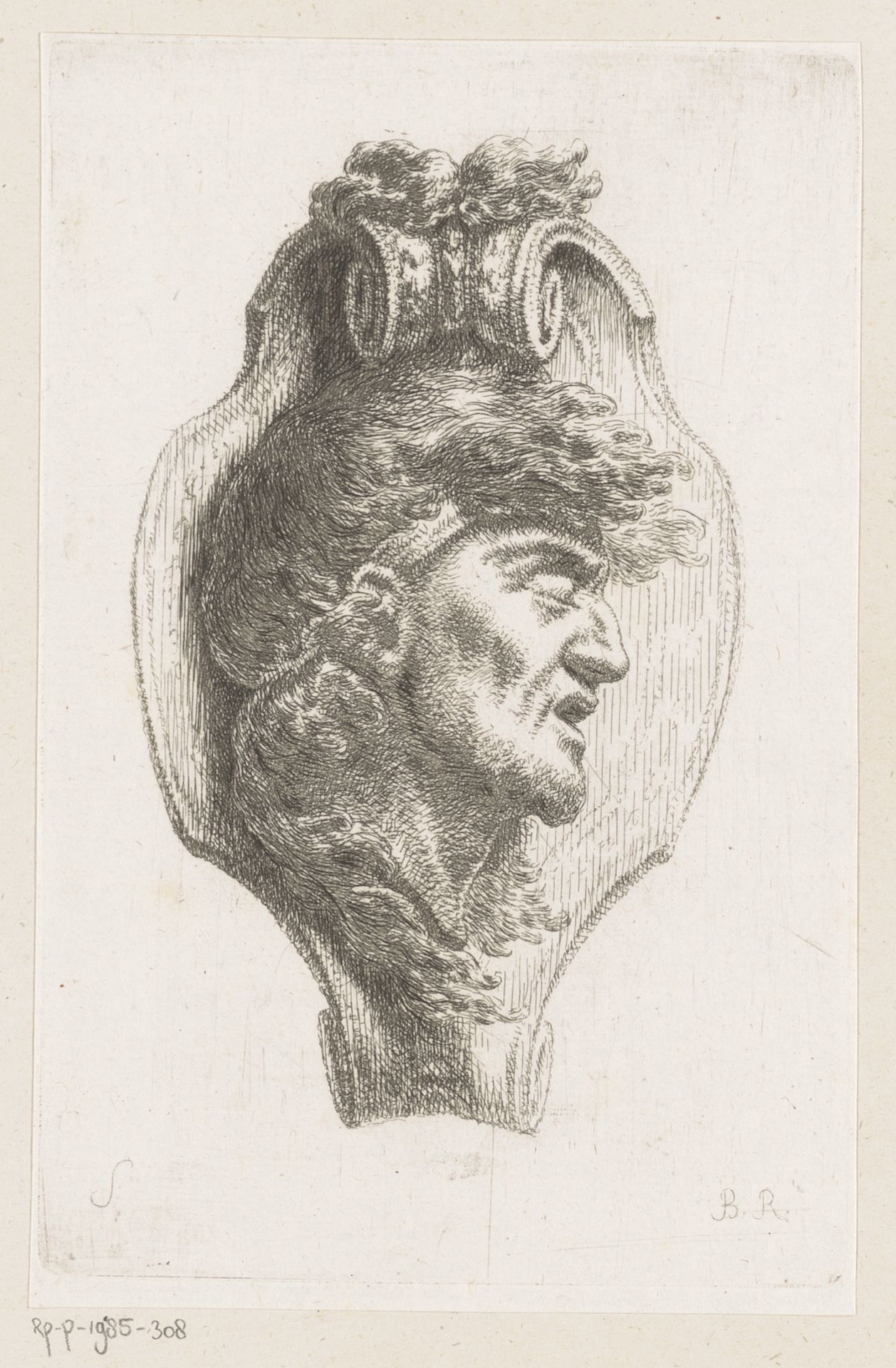 Mascaron met mannenkop by Christian Bernhard Rode