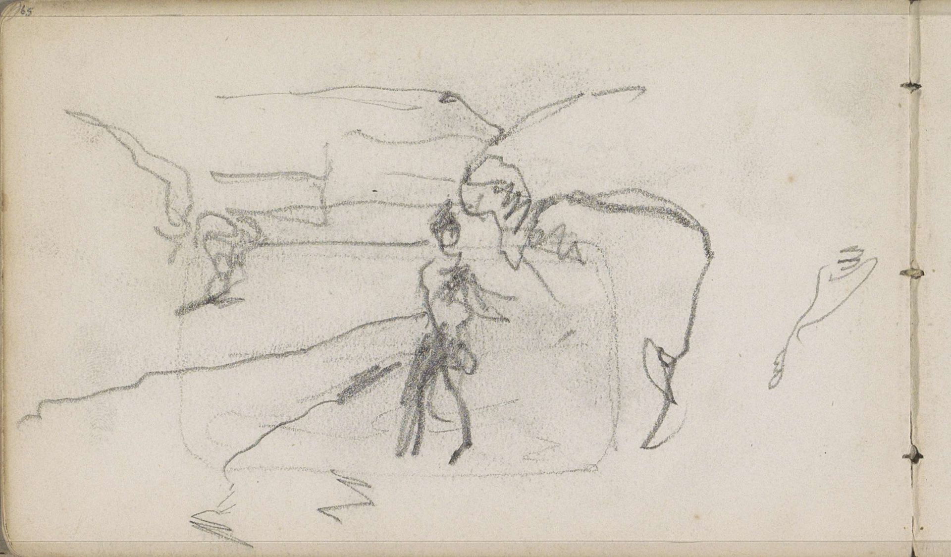 Figuur in een landschap, mogelijk langs een pad by George Hendrik Breitner