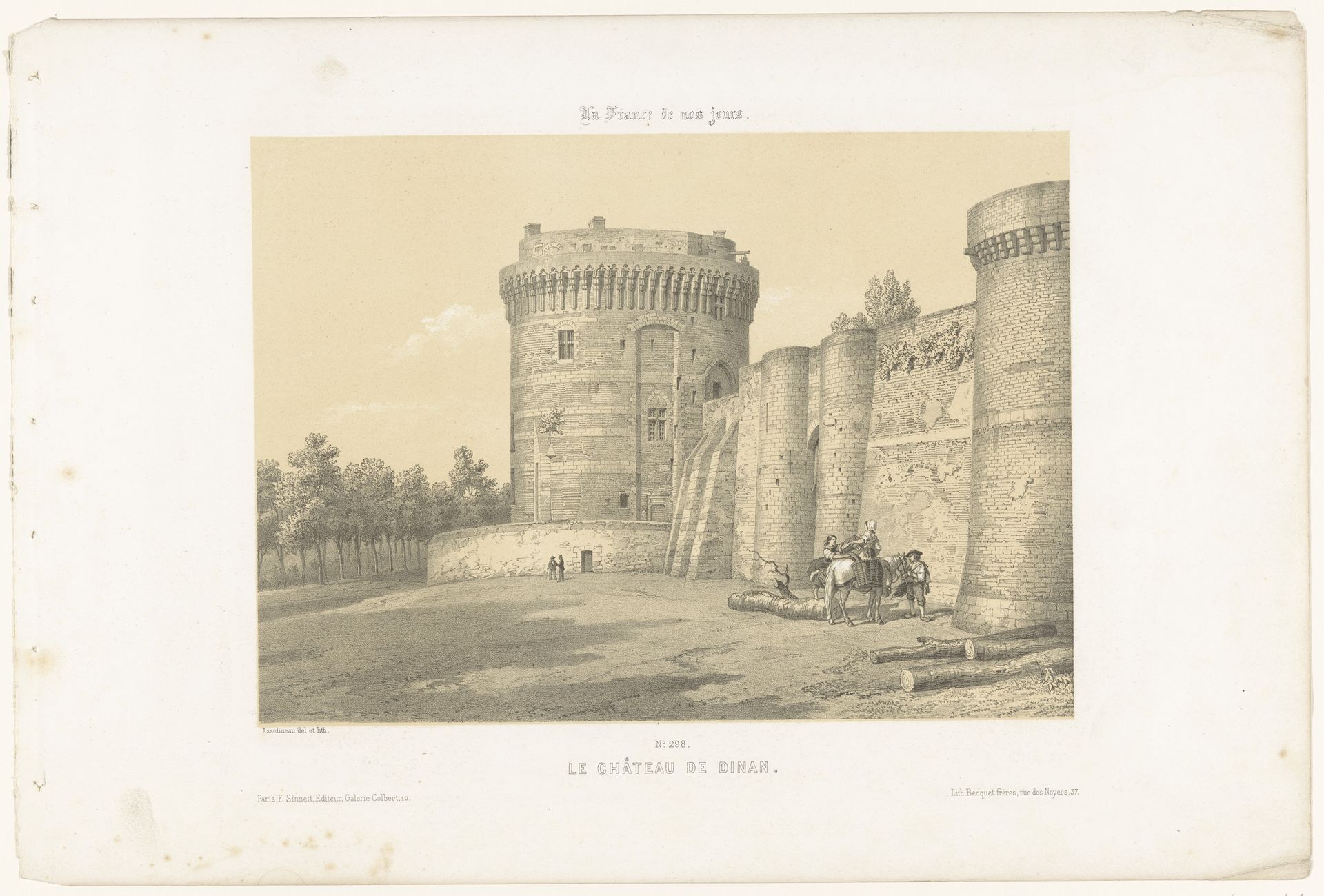 Zicht op een van de torens van het kasteel van Dinan by Léon Auguste Asselineau