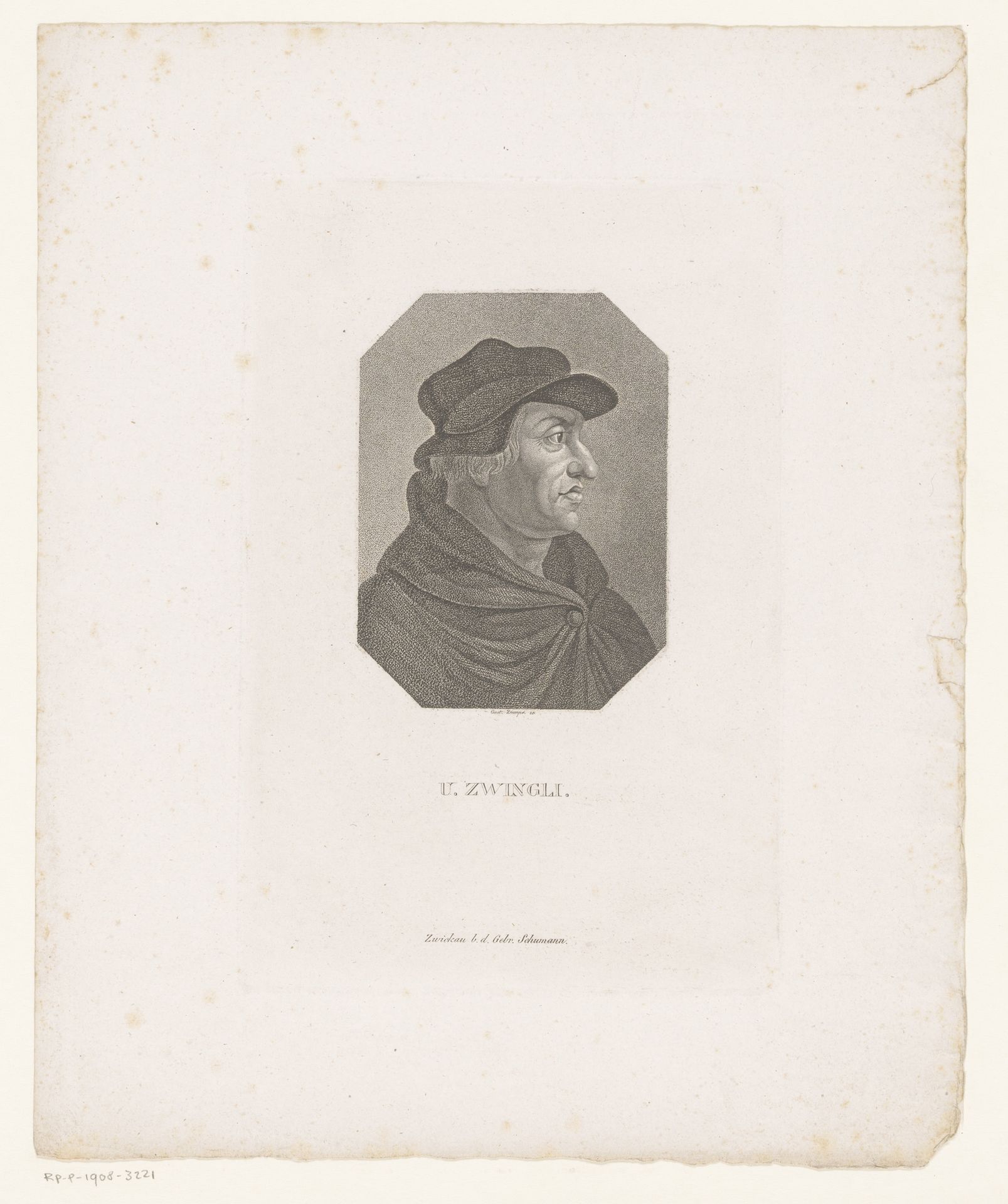 Portret van Ulrich Zwingli by Gustav Zumpe