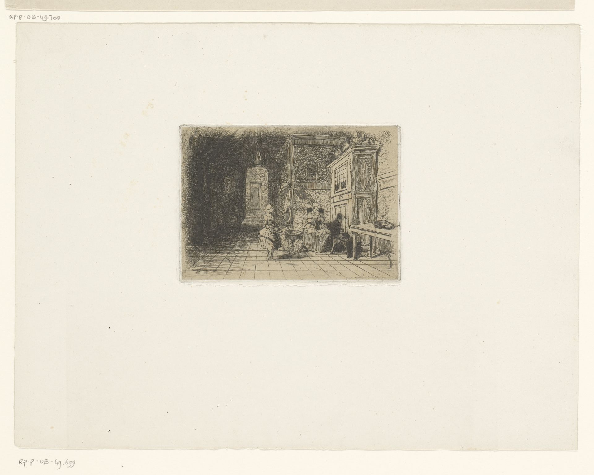 Interieur met twee vrouwen by Polynice Auguste Viette