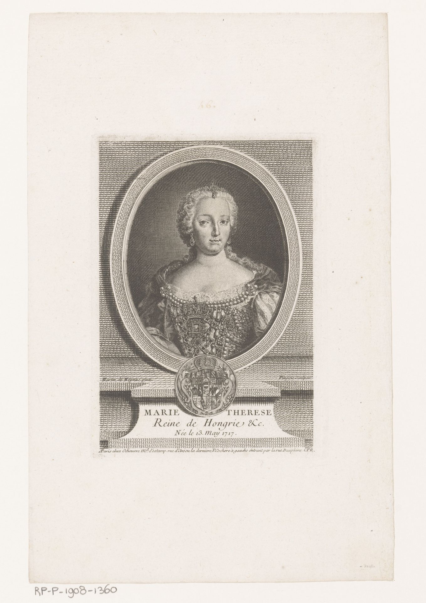 Portret van Maria Theresia by Sébastien Pinssio