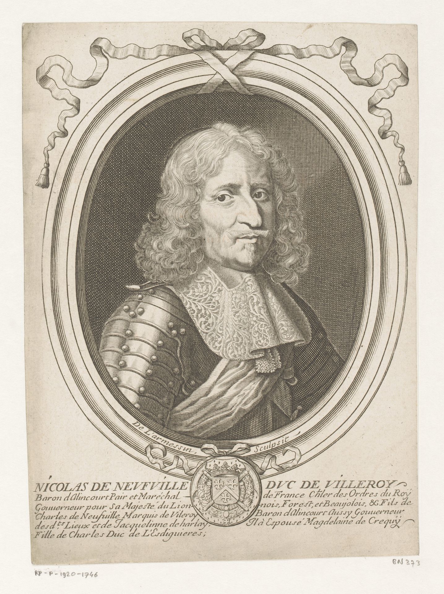 Portret van Nicolas de Neufville de Villeroy by Nicolas de (I) Larmessin