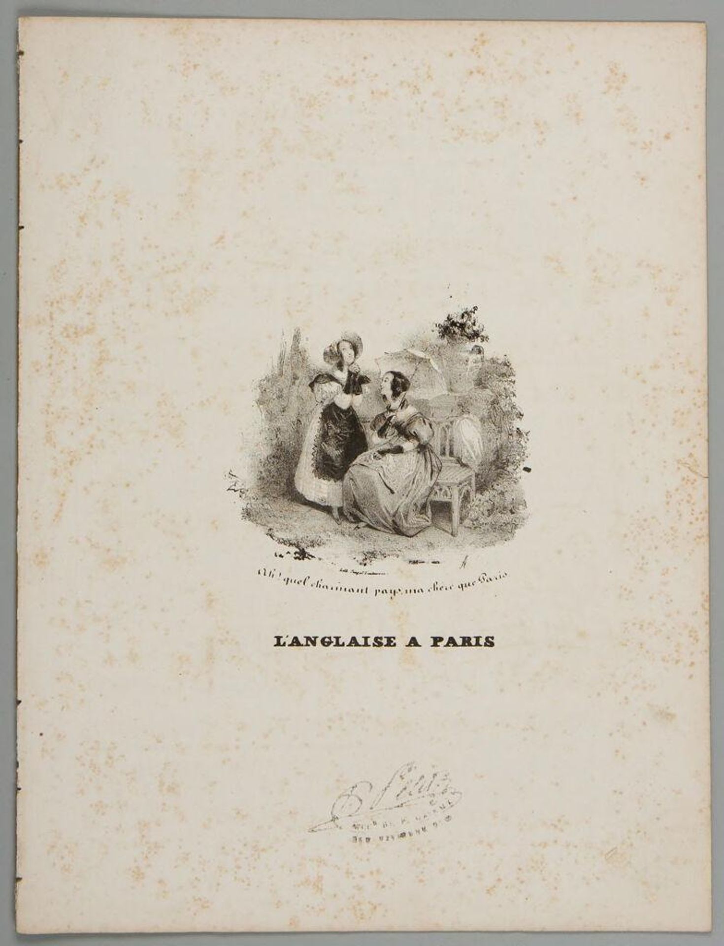 The English Woman in Paris /Cover of Sheet Music by Marie-Alexandre Alophe