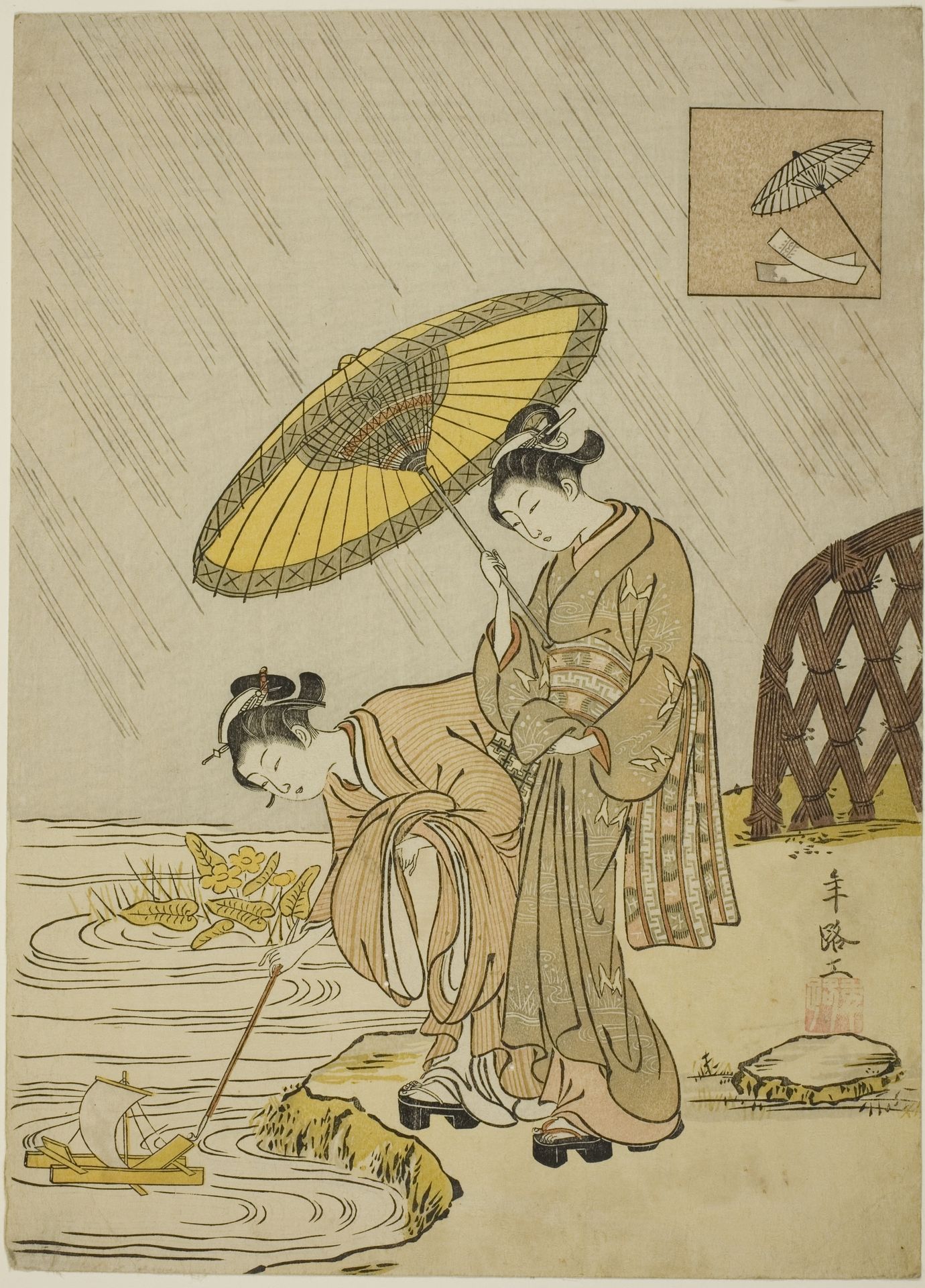 Ono no Komachi Praying for Rain by Suzuki Harunobu 鈴木春信