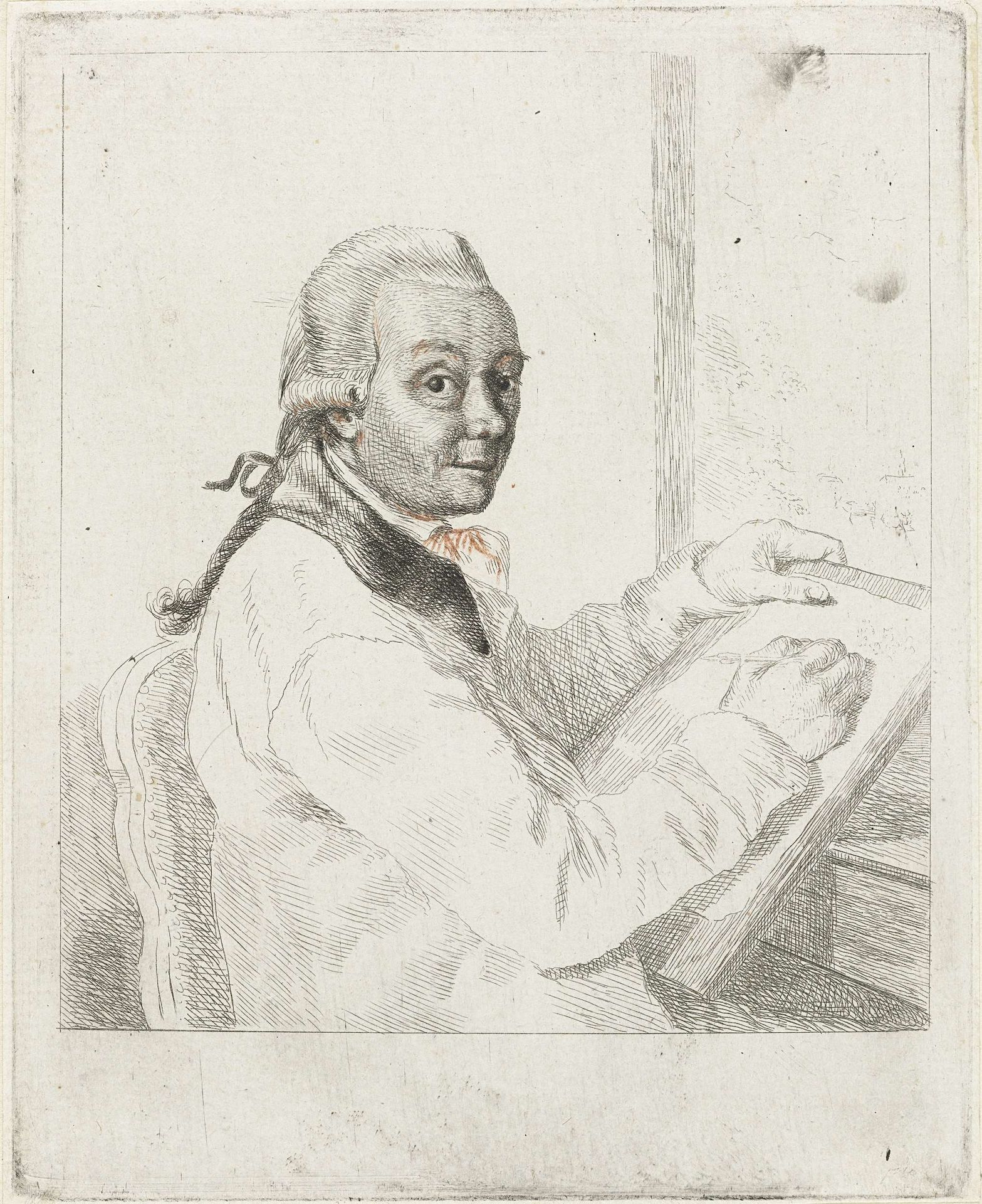 Portret van de kunstenaar Johannes Janson, tekenend by Louis Bernard Coclers