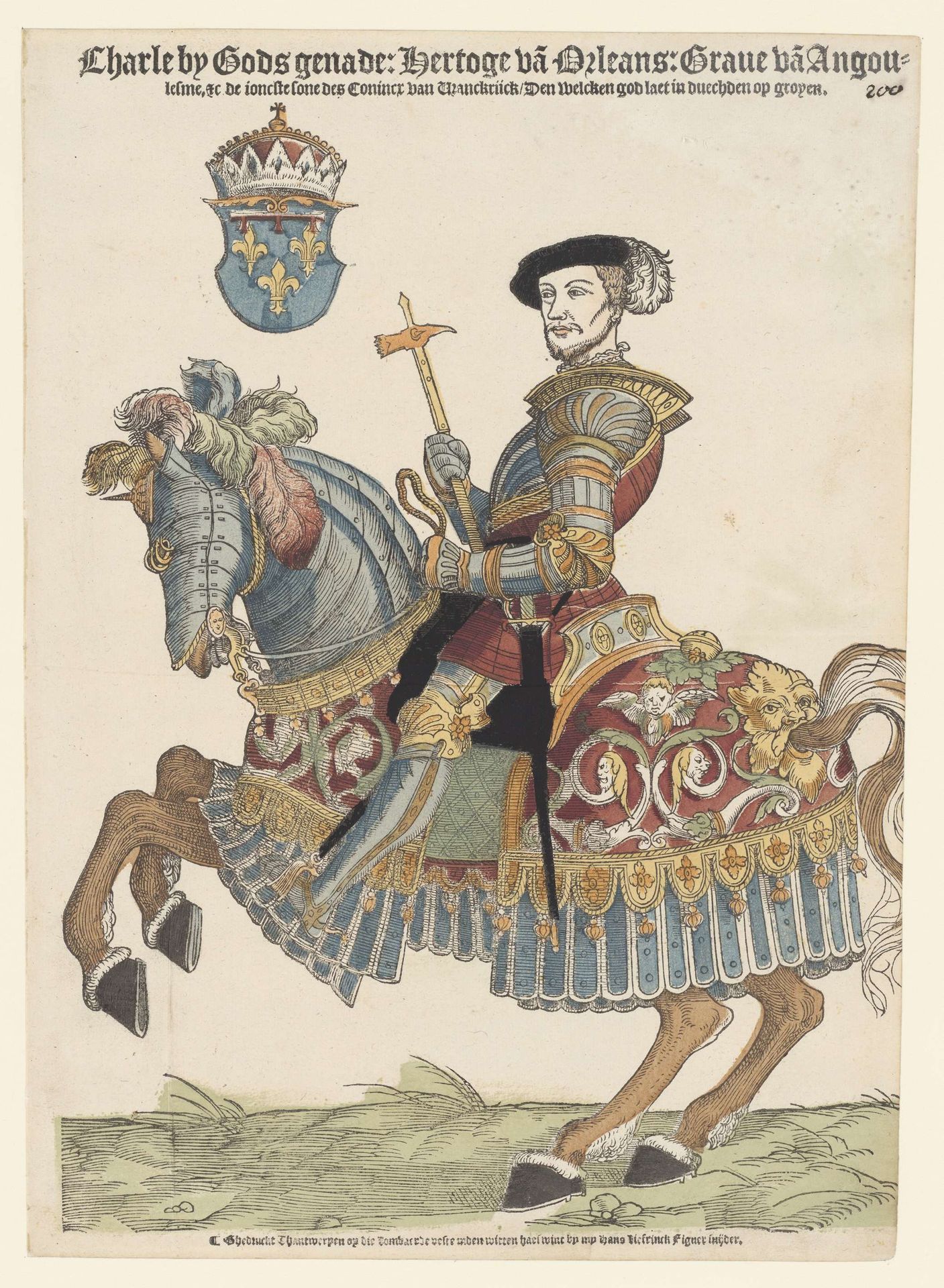 Portret van Karel van Orléans te paard by Cornelis Anthonisz.