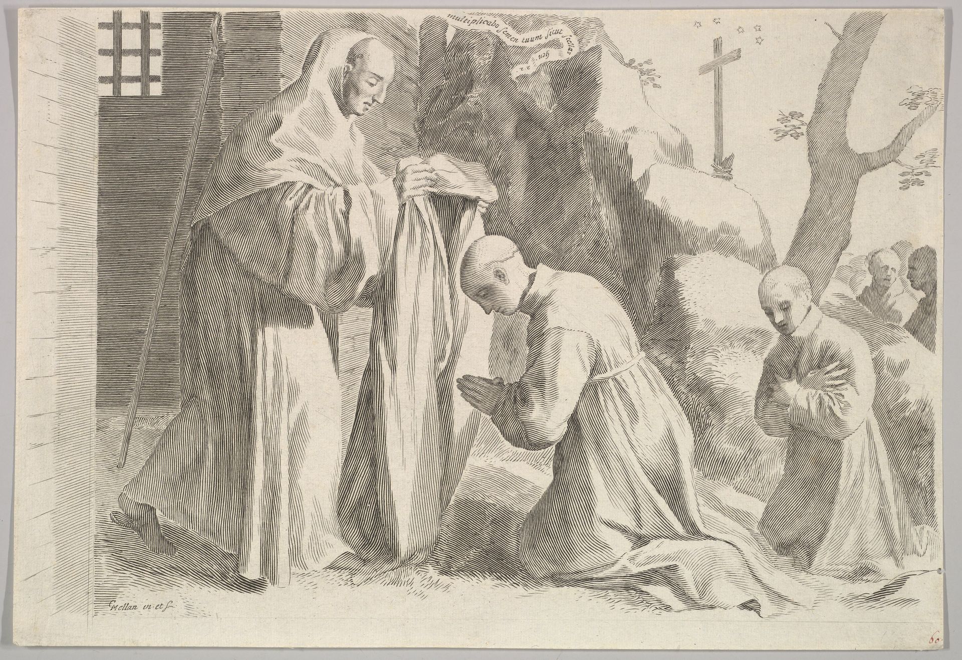 St. Bernard  Receives a Monk's Habit by Claude Mellan