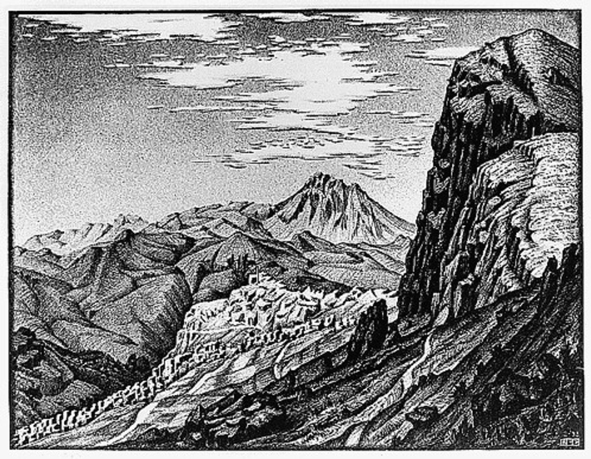 Caltavuturo in The Madonie Mountains, Sicily by M.C. Escher