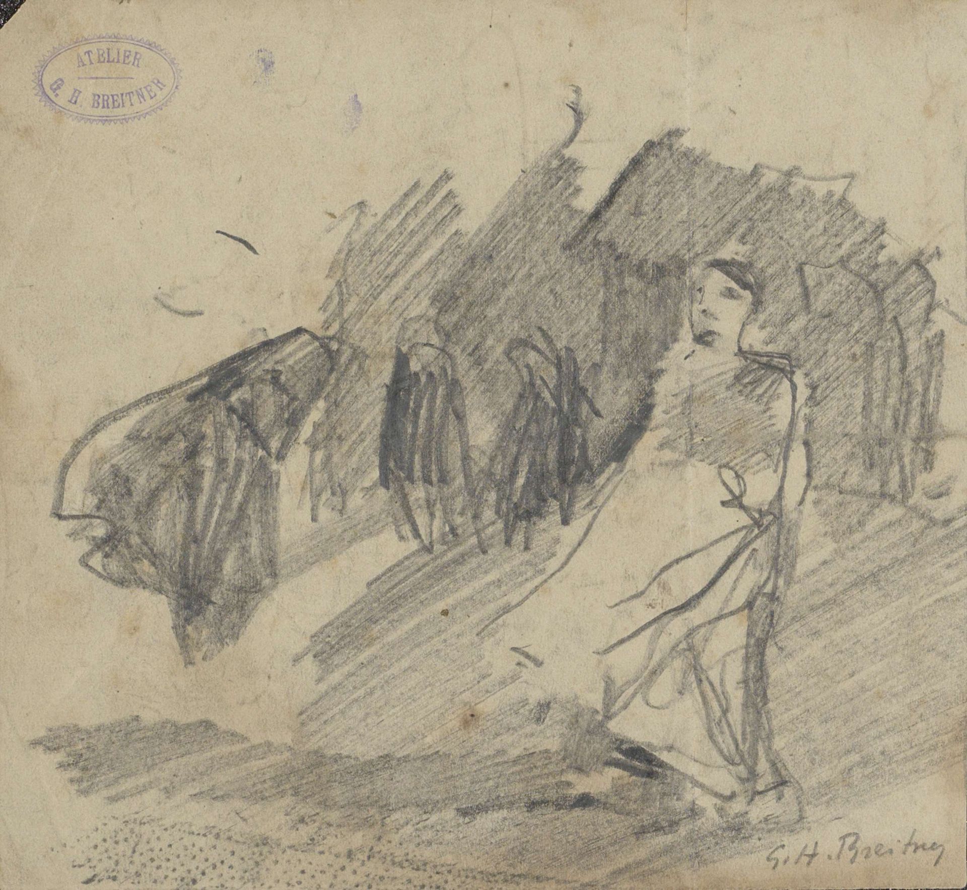 Figuren op straat by George Hendrik Breitner