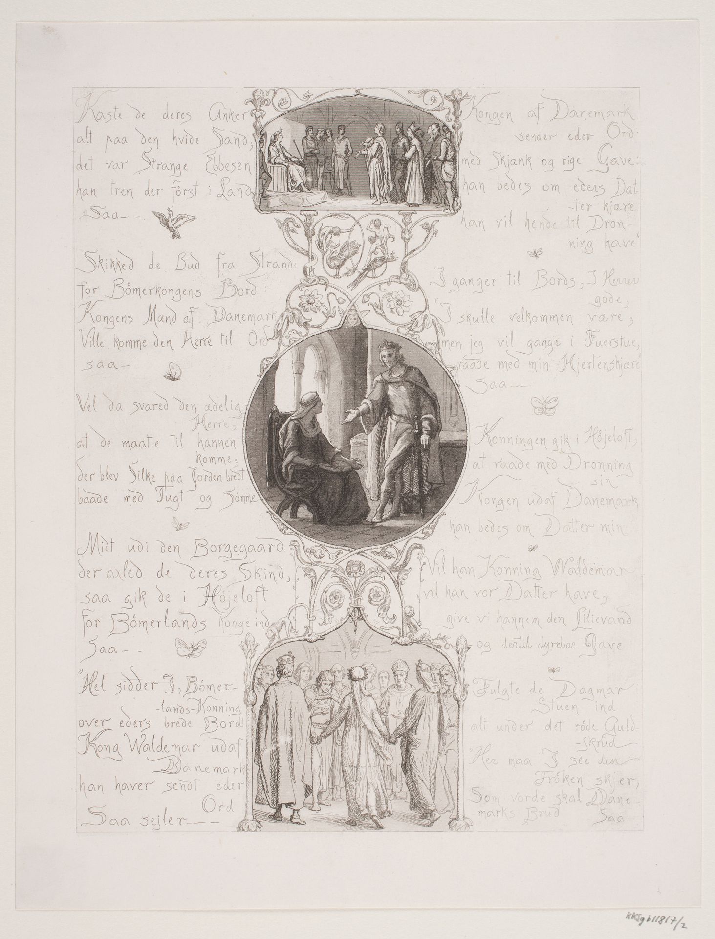 Illustration nr. 2 til "Visen om Dronning Dagmars ankomst til Danmark" by Lorenz Frølich