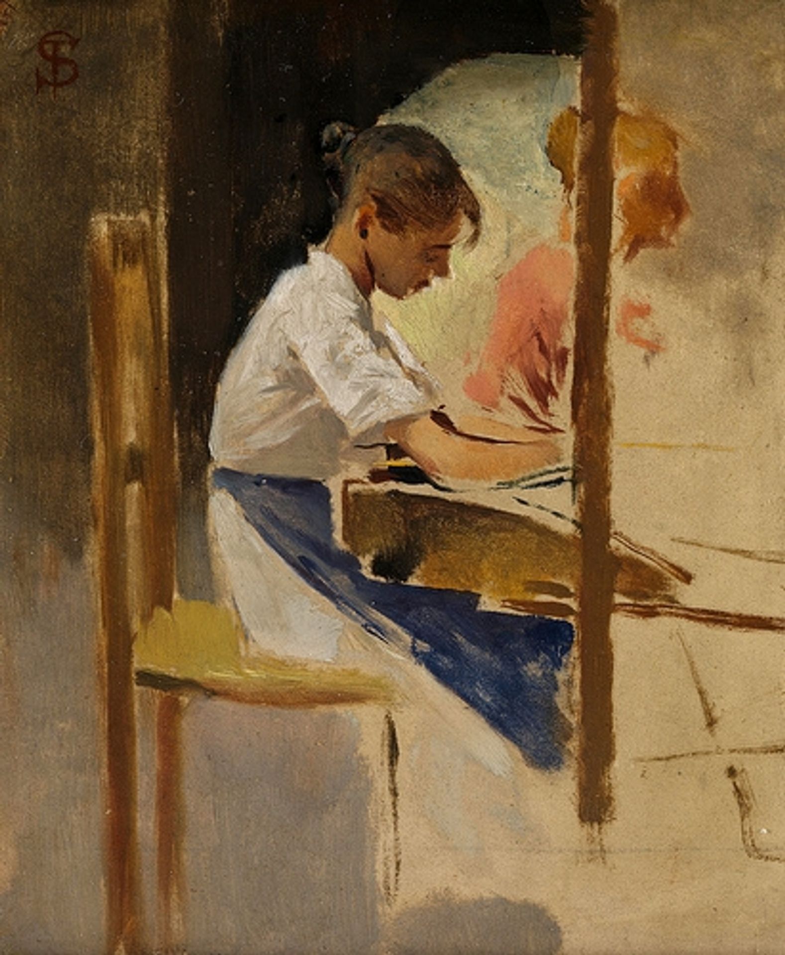 Sketch for 'straw Weavers at Settignano' by Telemaco Signorini