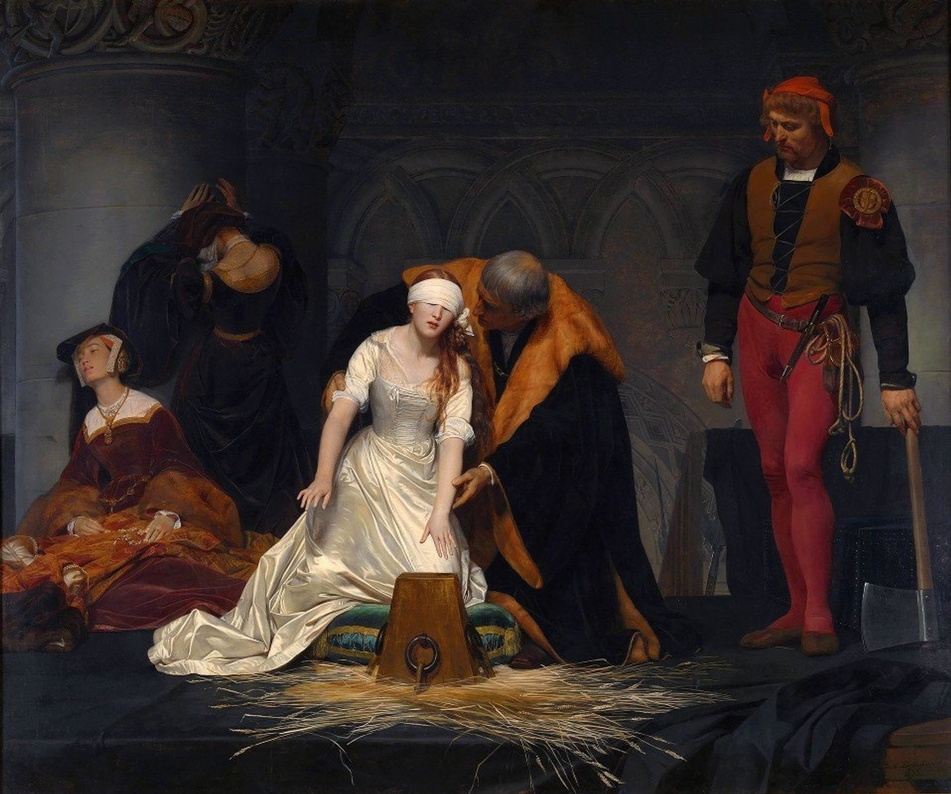 The execution of Lady Jane Grey in the Tower of London in the year 1554 by Paul Delaroche