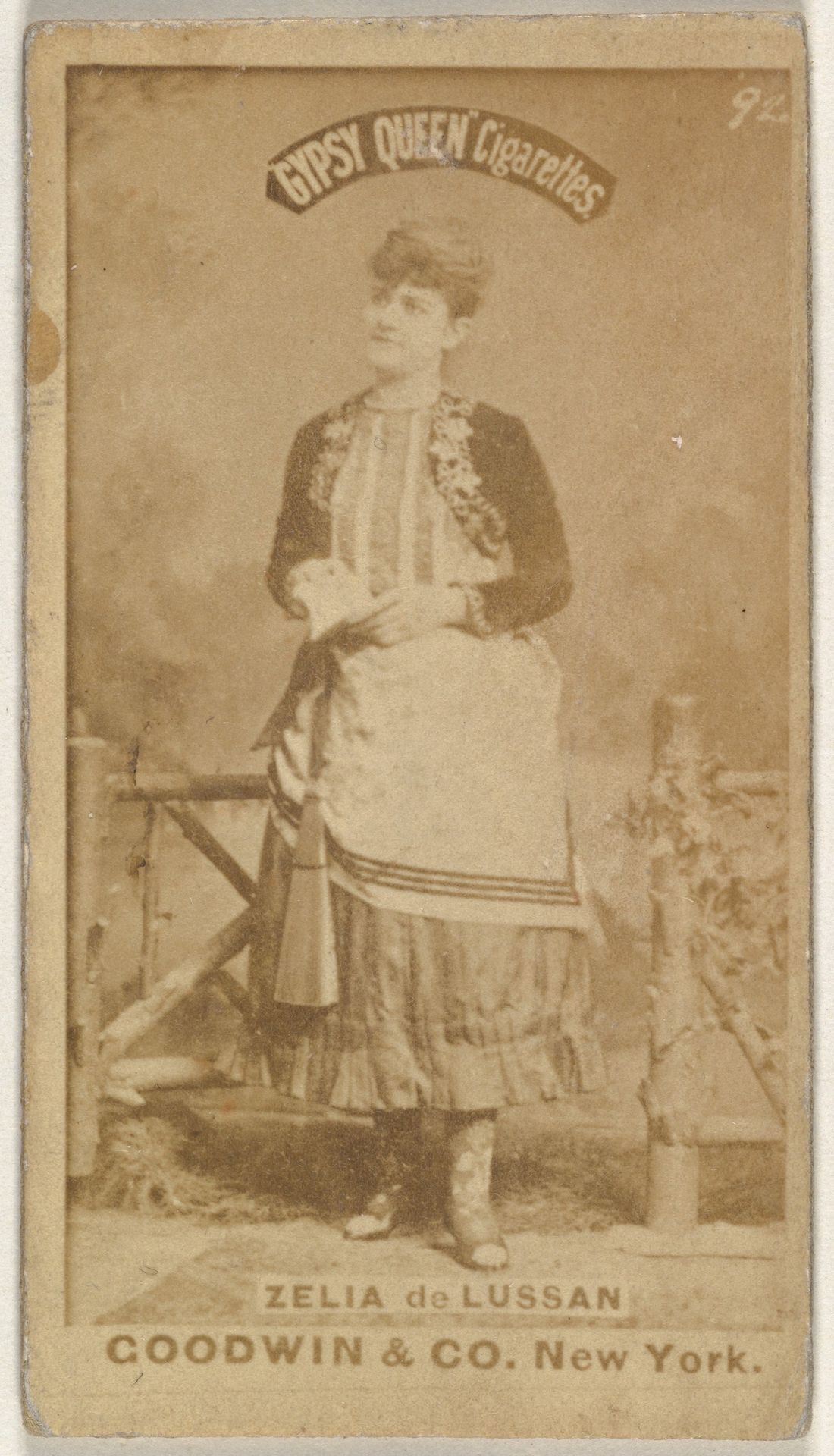Zelia de Lussan, from the Actors and Actresses series (N171) for Gypsy Queen Cigarettes by Goodwin & Company
