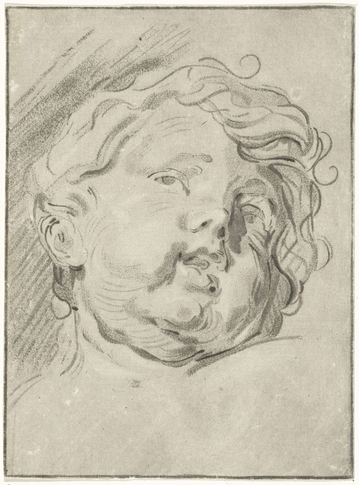 Gezicht van een engel of putto by Bernhard Schreuder