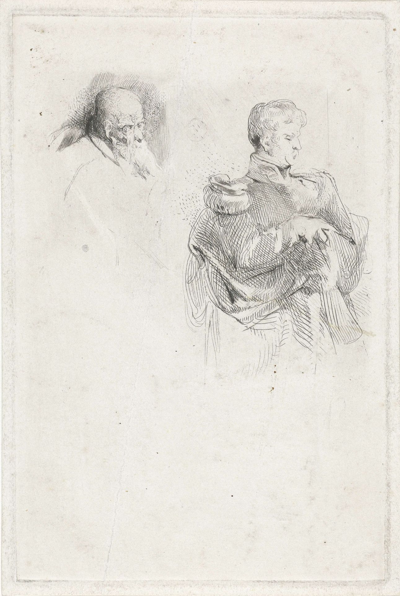 Studie van een militair en een oude man by Charles Rochussen