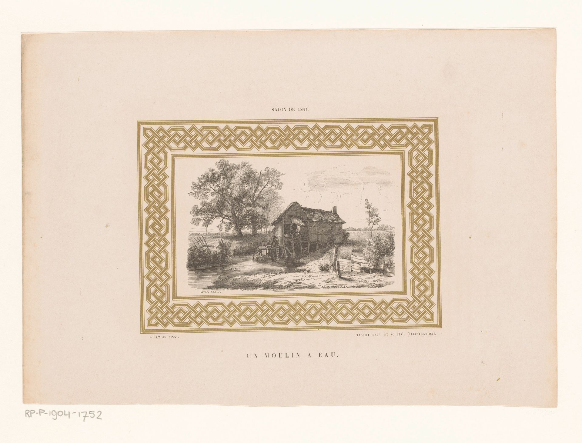 Landschap met watermolen by Emile Puttaert
