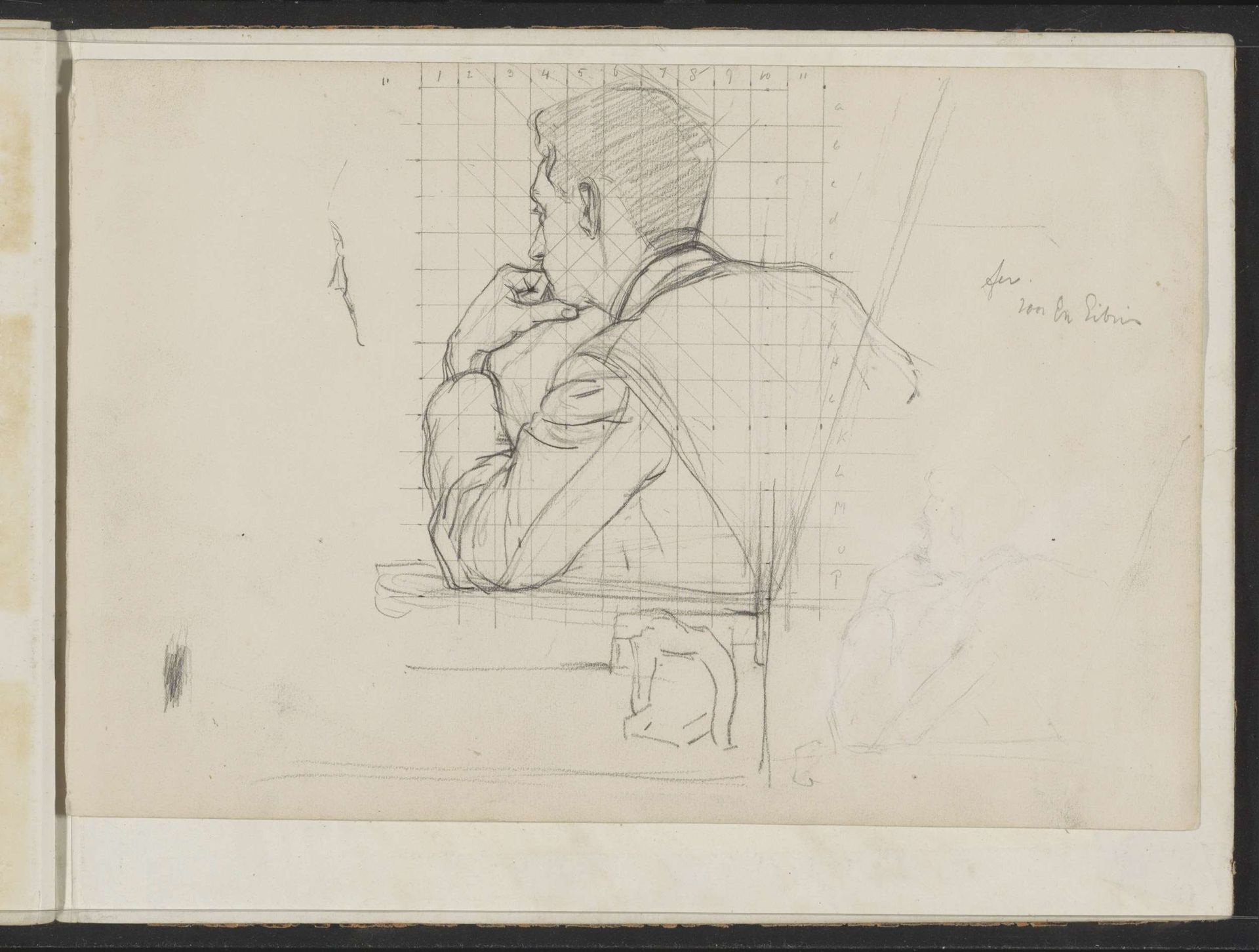 Jongeman die met zijn elleboog op een tafel leunt by Ferdinand Oldewelt
