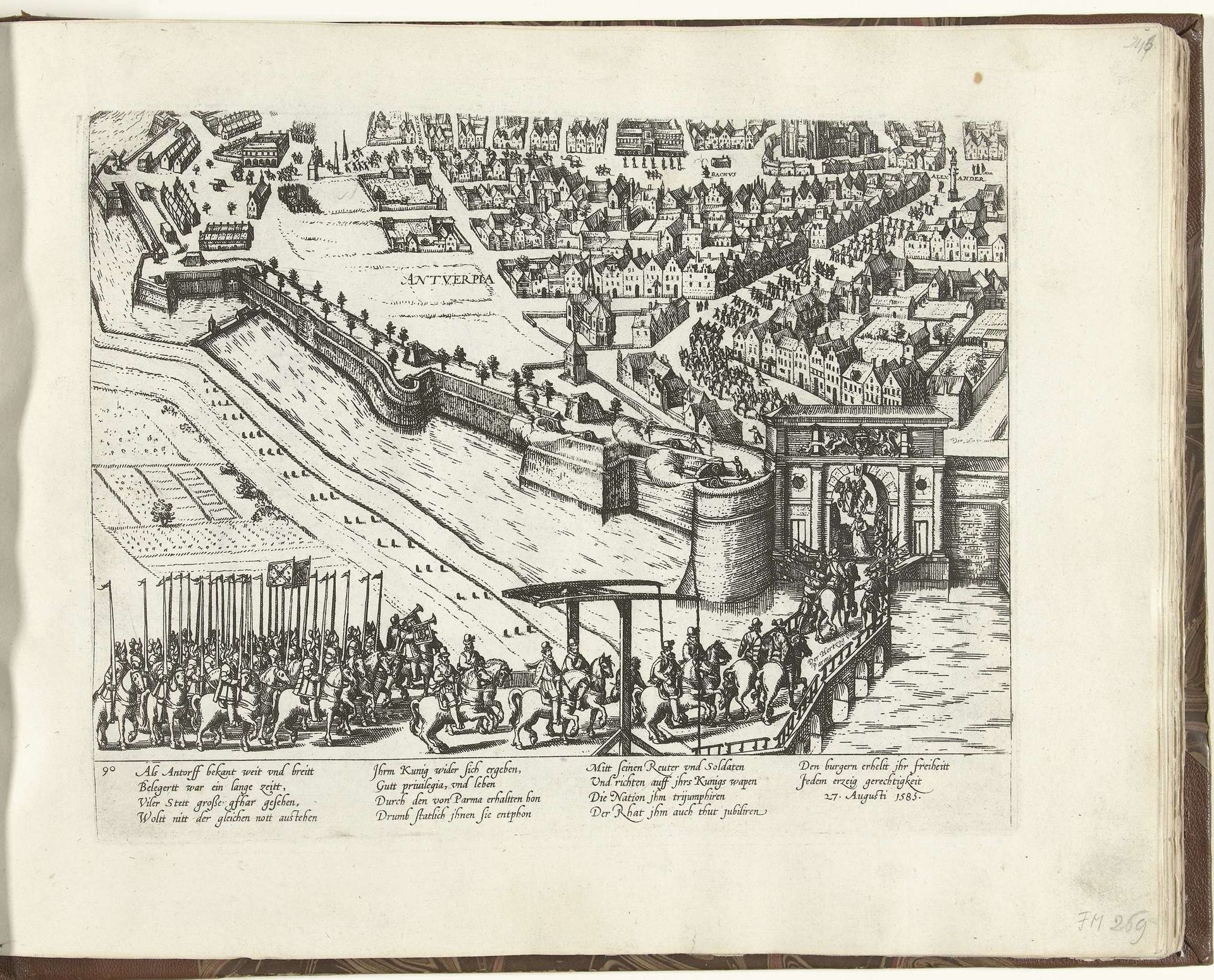 Intocht van de hertog van Parma te Antwerpen, 1585 by Frans Hogenberg