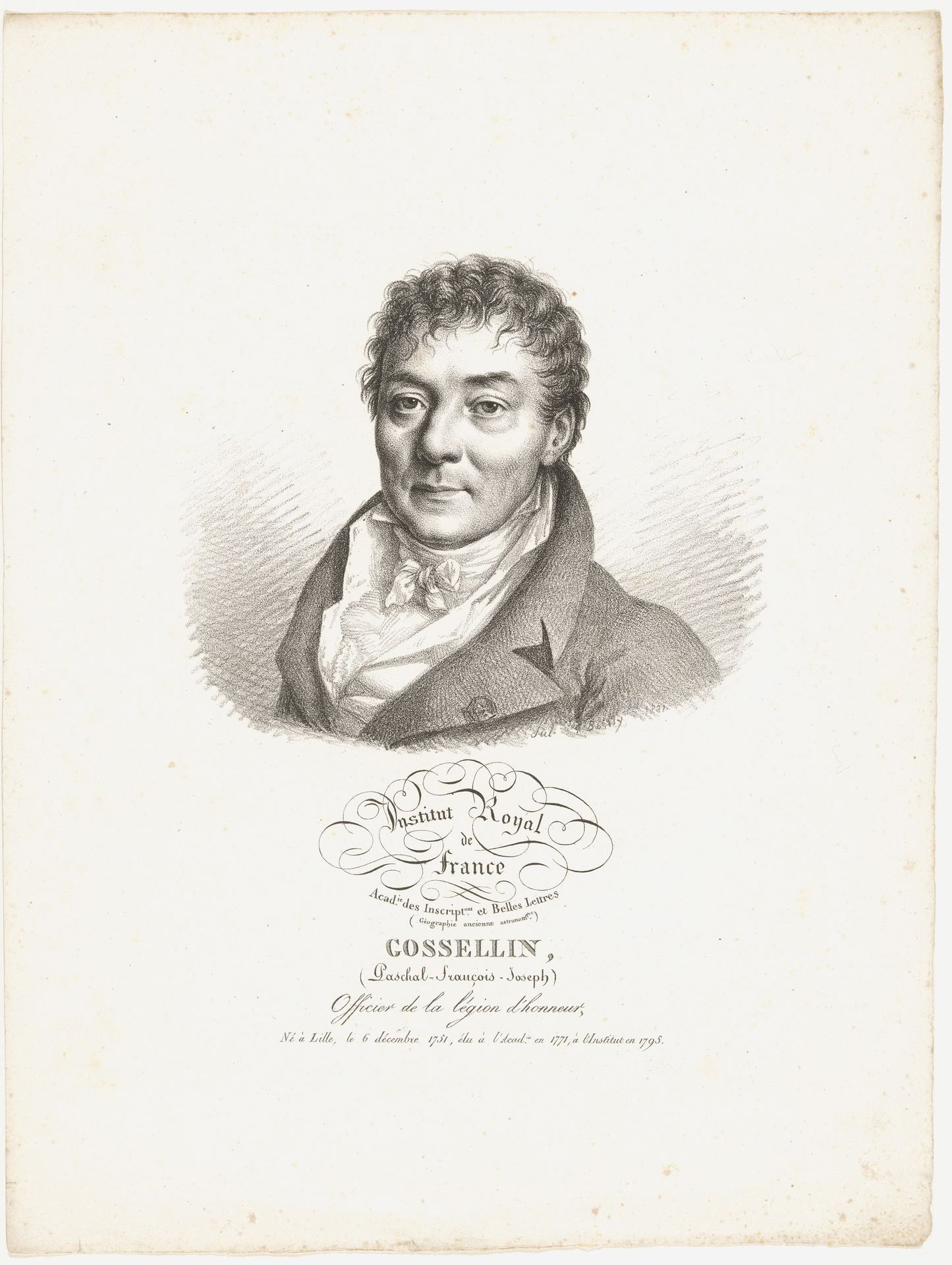 Portret van de geograaf Pascal François Joseph Gossellin by Julien-Léopold Boilly
