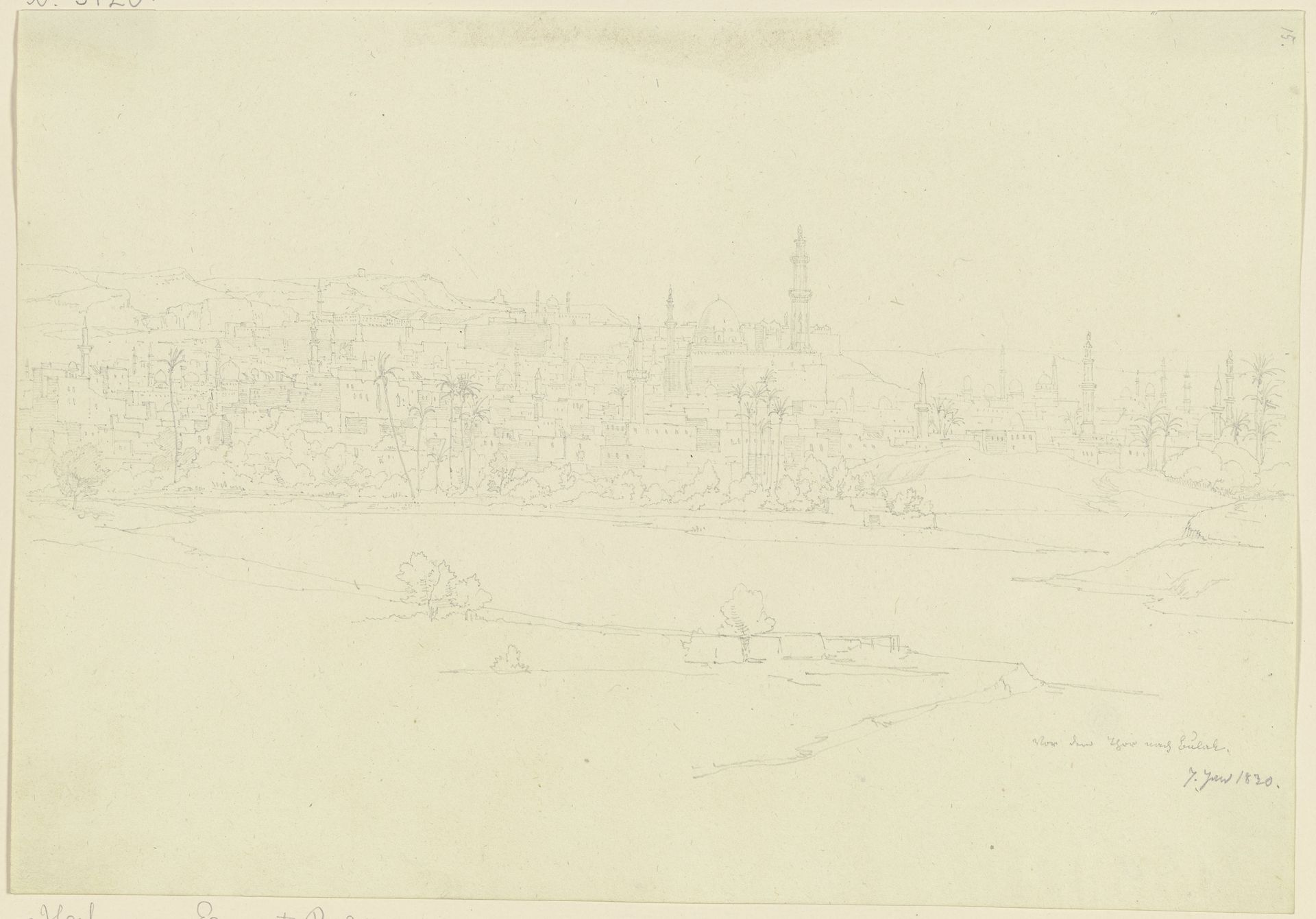 View of Būlāq by Friedrich Maximilian Hessemer