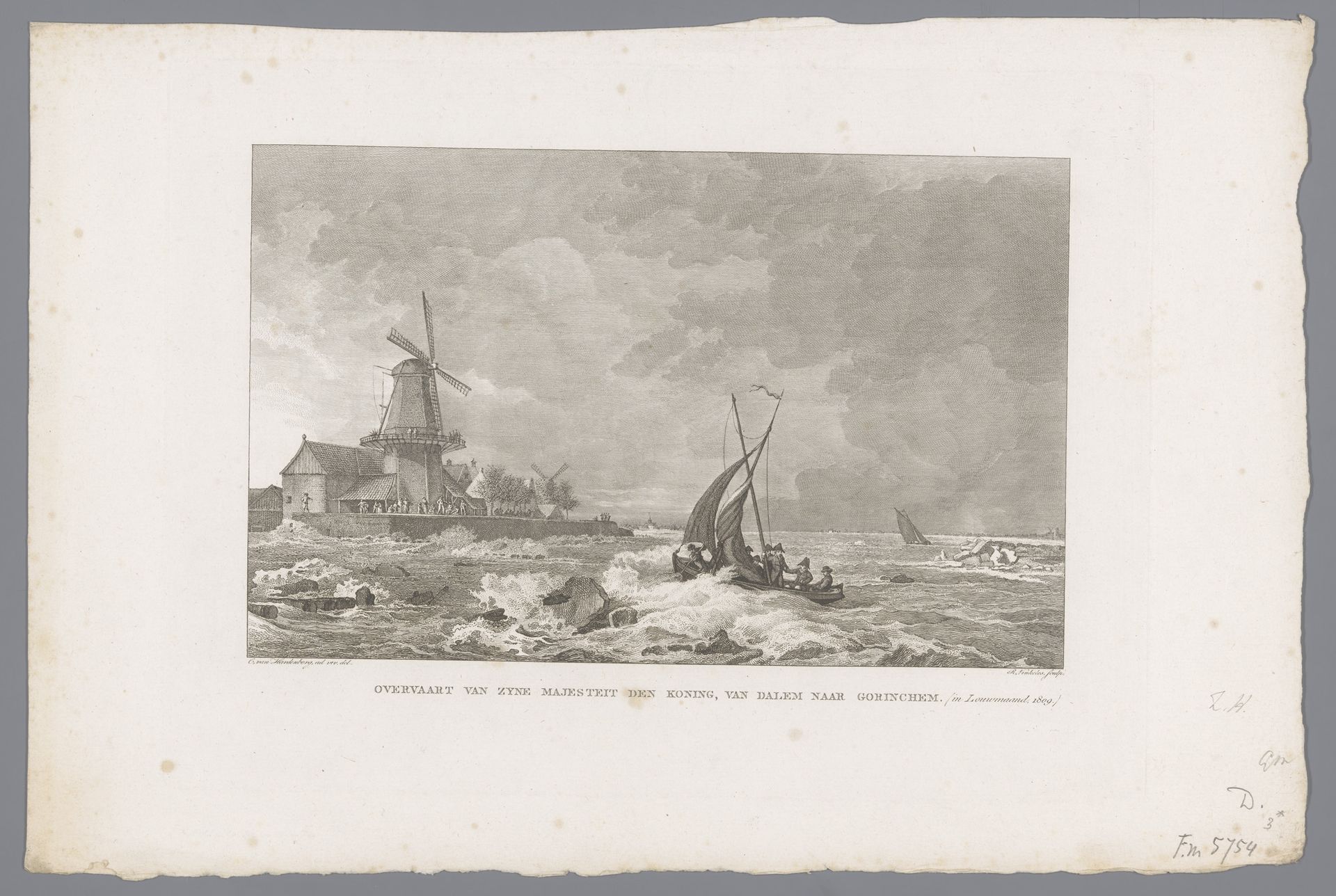 Overtocht van Koning Lodewijk Napoleon van Dalen naar Gorinchem, 1809 by Reinier Vinkeles