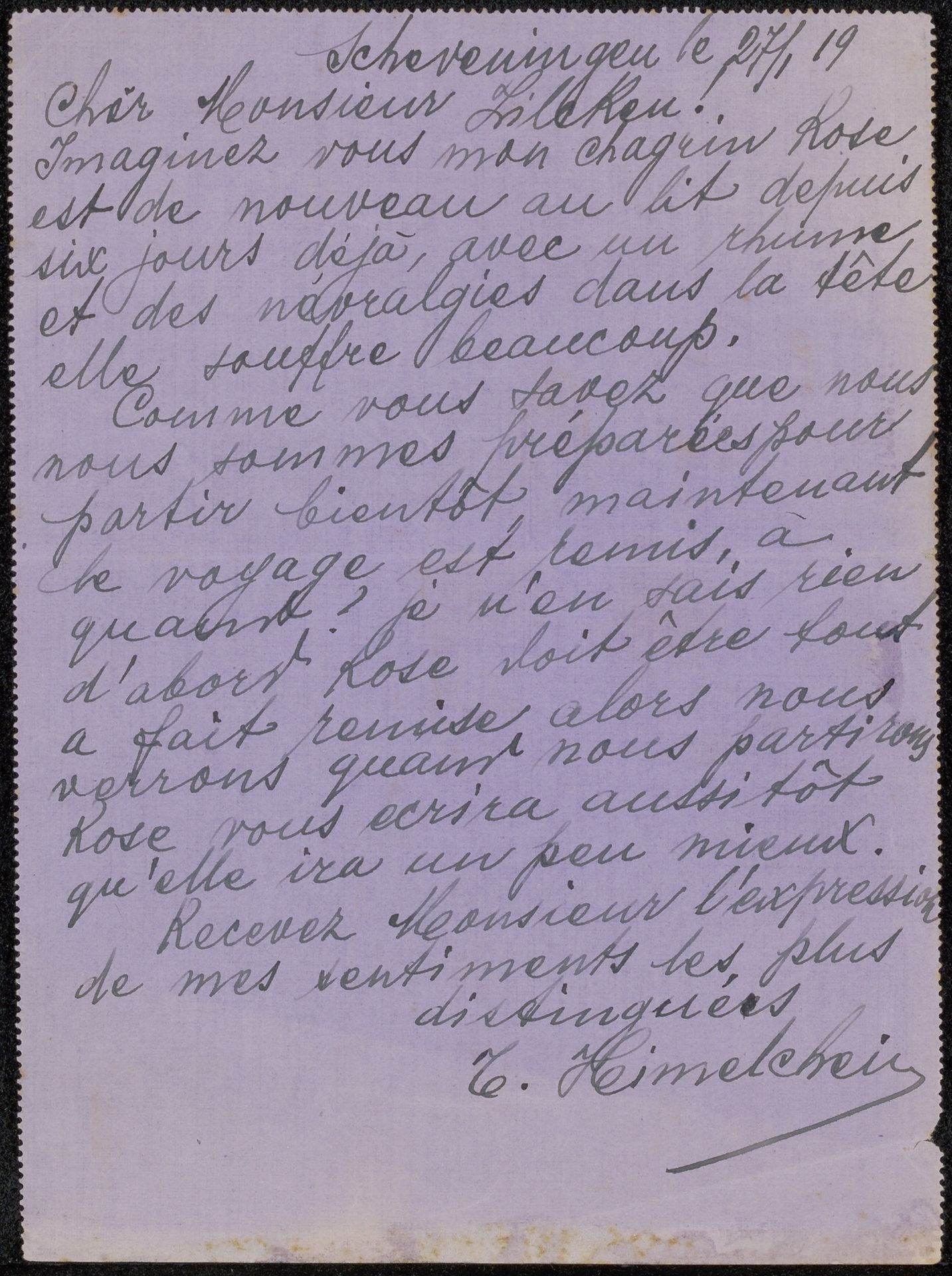 Brief aan Philip Zilcken by T. Himelschein