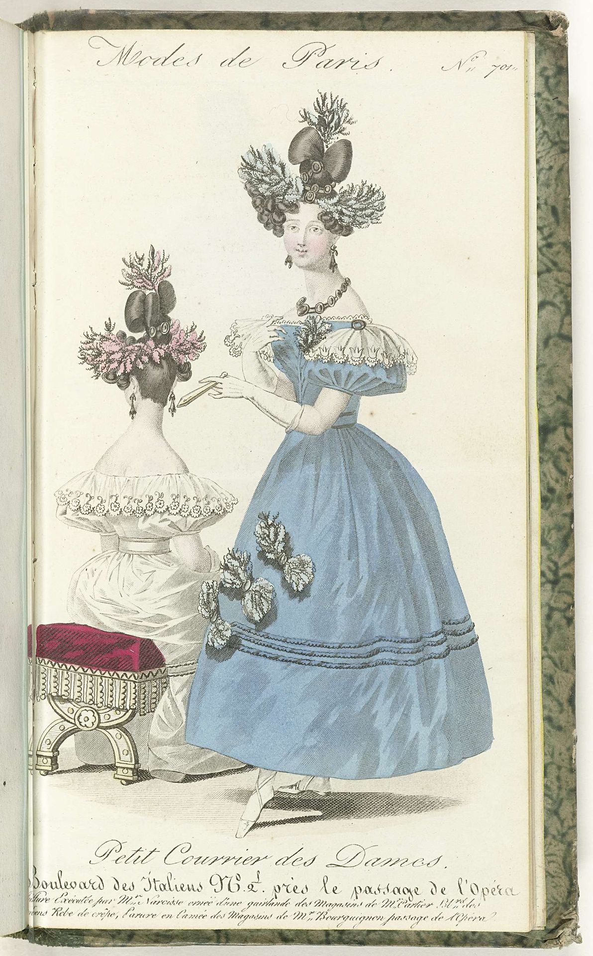Petit Courrier des Dames, 15 février 1830, No. 701 : Coiffure Exécutée Par M.r Narcisse... by Anonymous